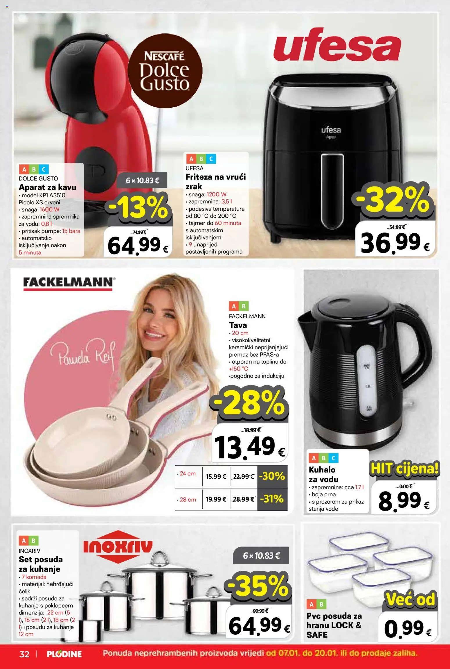 Plodine katalog | vrijedi od 07.01.2026 | Stranica: 32 | Proizvodi: Friteza, Nescafe, Tava, Friteza na vrući zrak