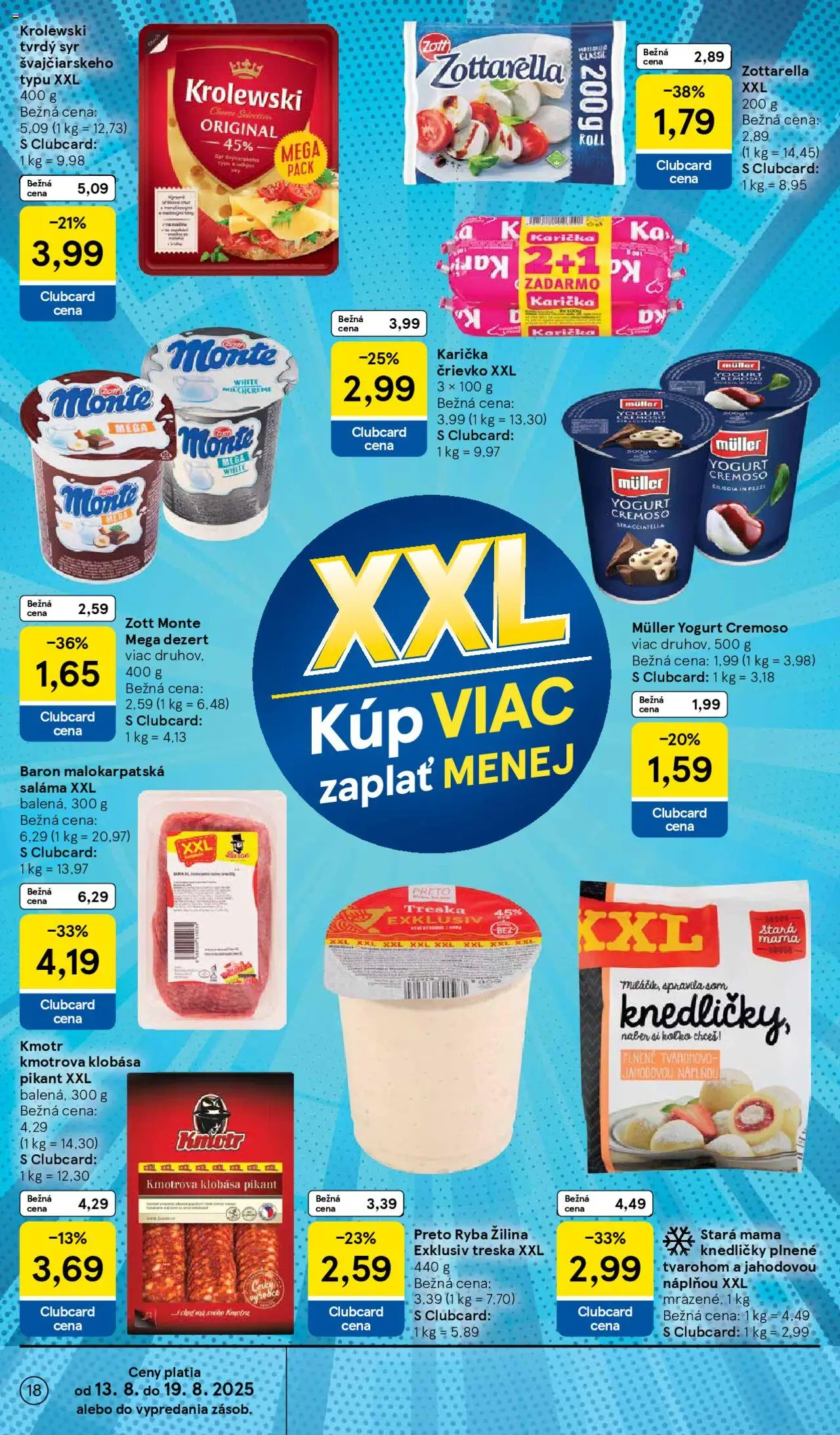 Tesco Hypermarket - leták │ platný od 13.08.2025 | Strana: 18 | Produkty: Syr, Saláma, Ryba, Treska