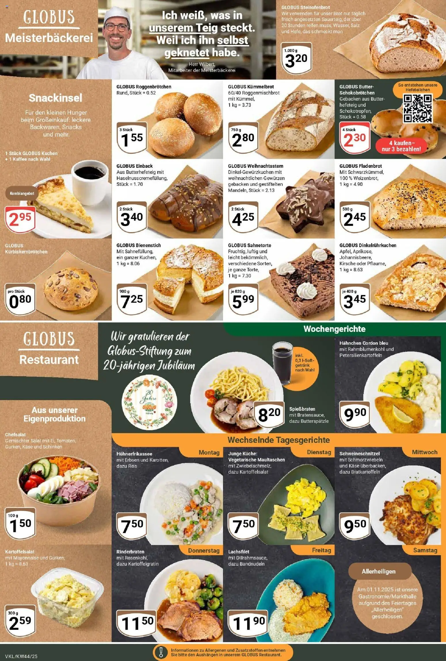 Globus prospekt Völklingen	 – gültig ab 26.10.2025 | Seite: 7 | Produkte: Hahnchen, Maultaschen, Kuchen, Salat