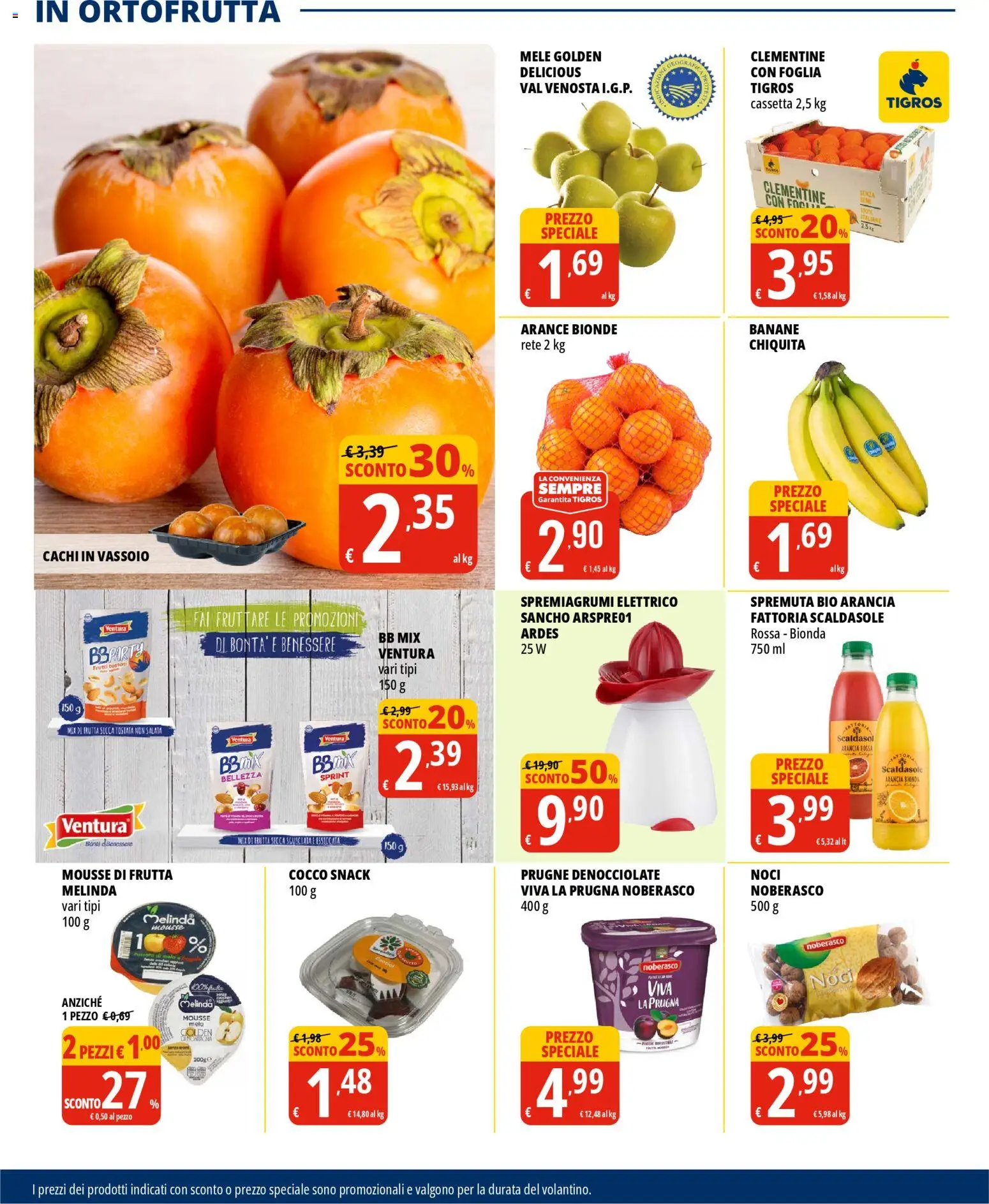 Volantino Tigros del 28.10.2025 | Pagina: 10 | Prodotti: Banane, Frutta, Noci, Cachi