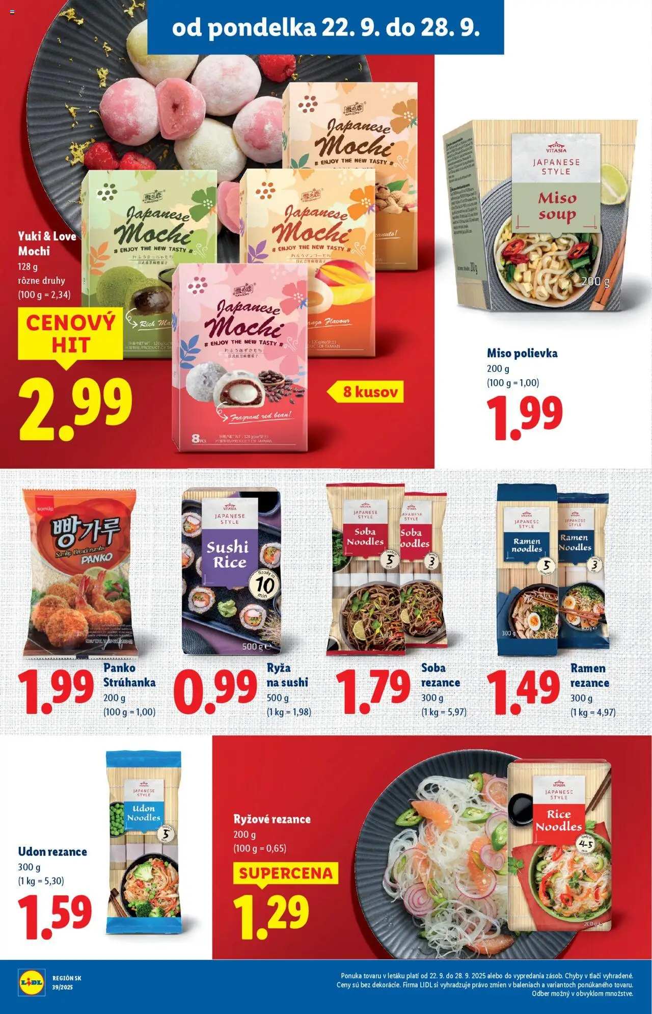 Nové Lidl akcie – leták je platný od 22.09.2025 | Strana: 36 | Produkty: Ryža, Rezance, Sushi