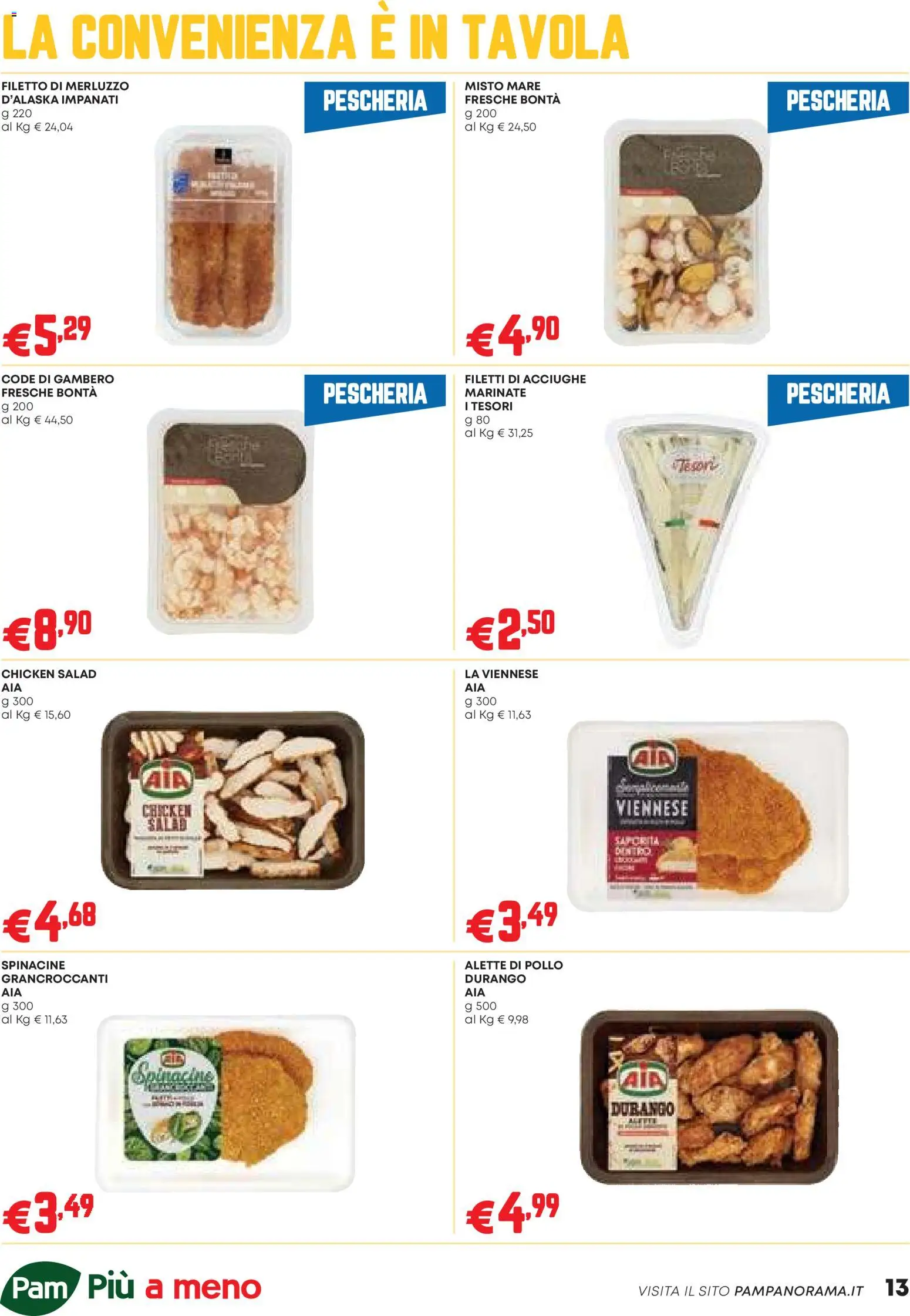 Volantino PAM del 23.10.2025 | Pagina: 13 | Prodotti: Pollo, Merluzzo, Acciughe