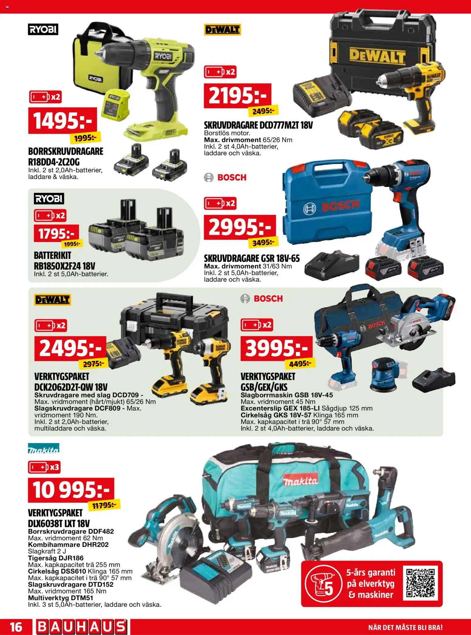 Bauhaus reklamblad aktuell från 01.03.2026 | Sida: 16 | Produkter: Skruvdragare, Laddare