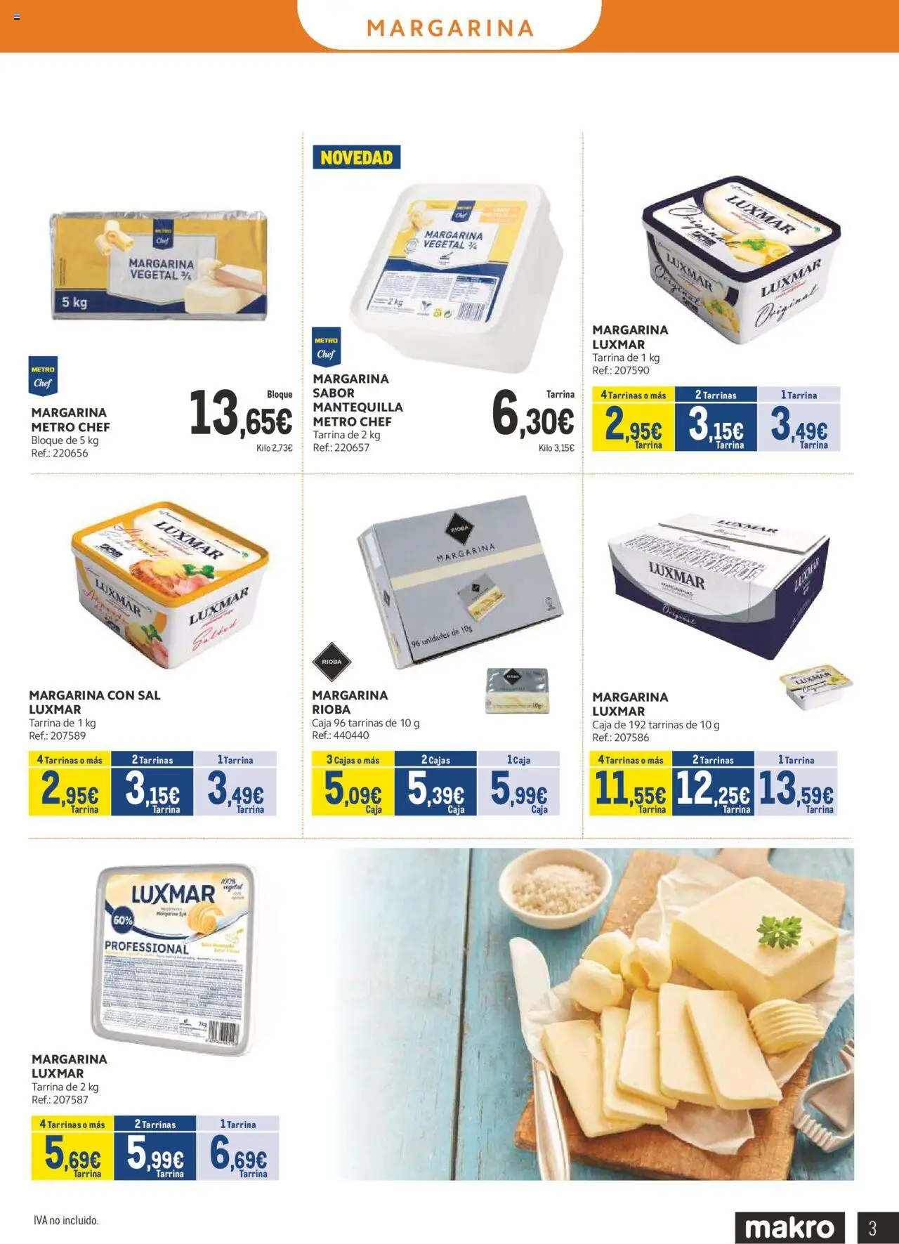 Makro - Lácteos Cataluña │ válido desde el 06.10.2025 | Página: 3 | Productos: Margarina, Συσκευή ροής, Caja