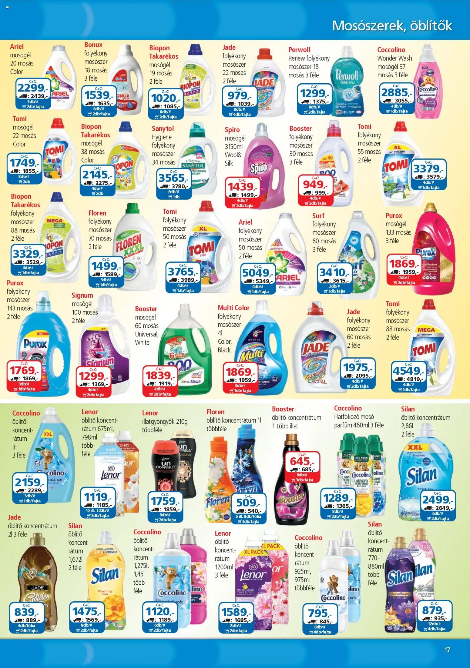 ÁRKLUB akciós ujság - amely érvényes a következő dátumtól: 01.02.2026 | Oldal: 17 | Termékek: Ariel, Coccolino, Mosógél, Öblítő