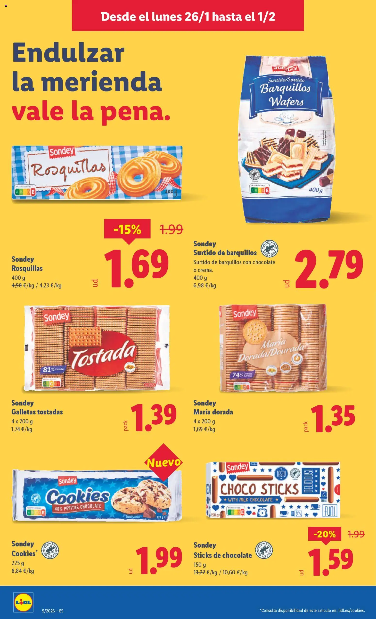 Lidl folleto │ válido desde el 26.01.2026 | Página: 14 | Productos: Chocolate, Cereales, Galletas