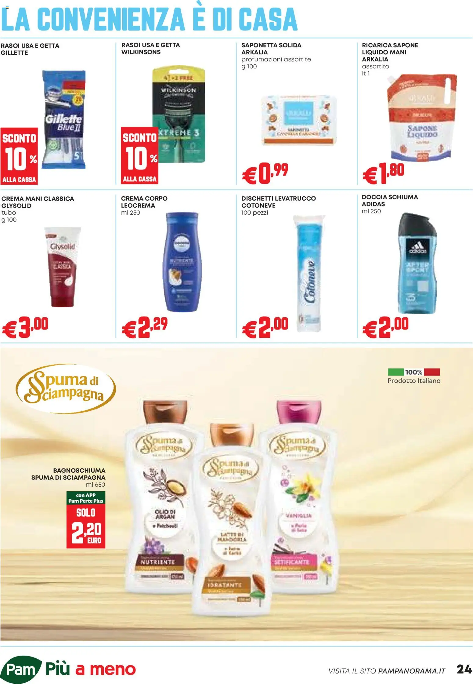 Volantino PAM del 23.10.2025 | Pagina: 24 | Prodotti: Crema, Bagnoschiuma, Saponetta, Tubo