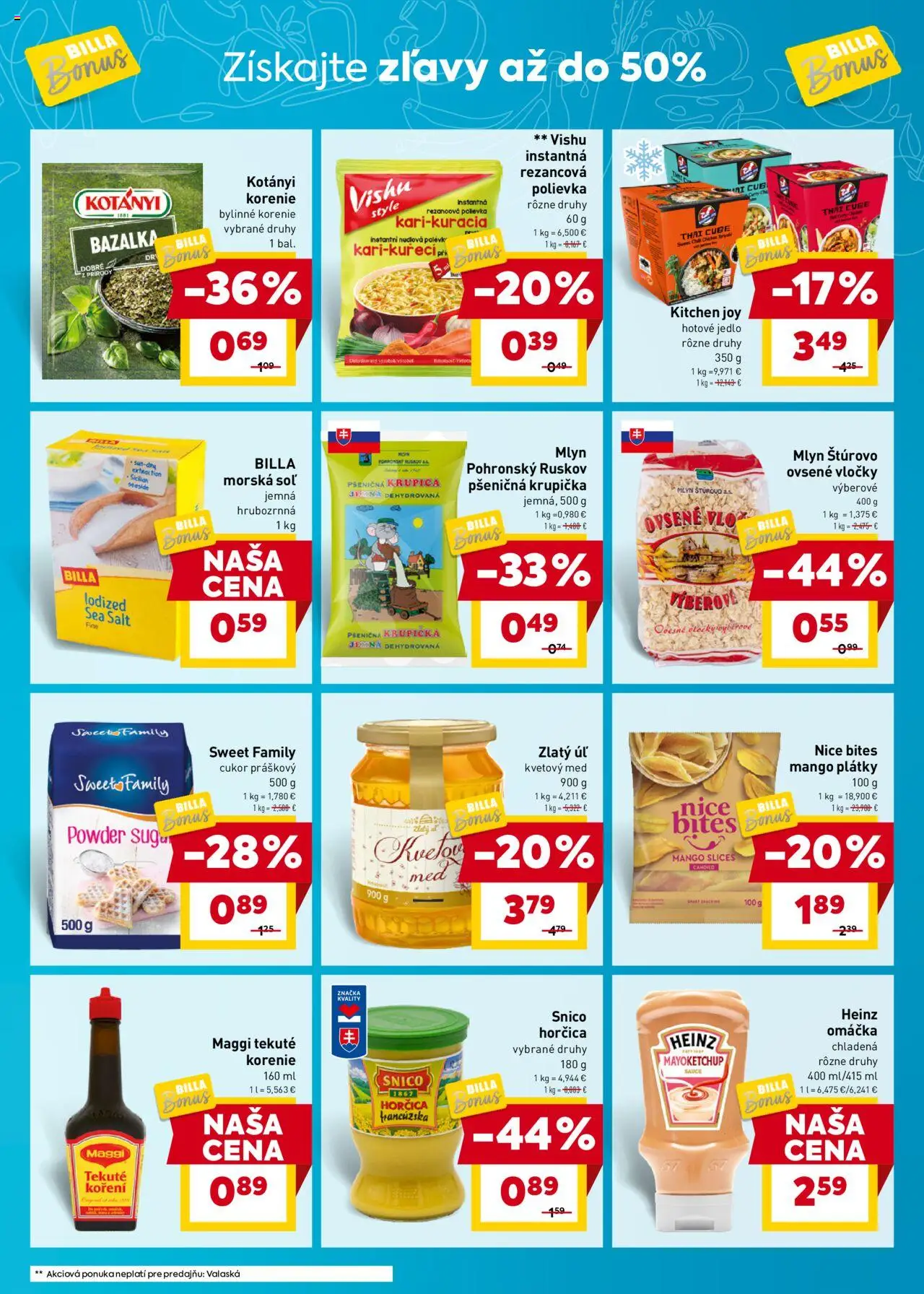 Nové Billa akcie – leták je platný od 17.09.2025 | Strana: 5 | Produkty: Vločky, Soľ, Mango, Krupica