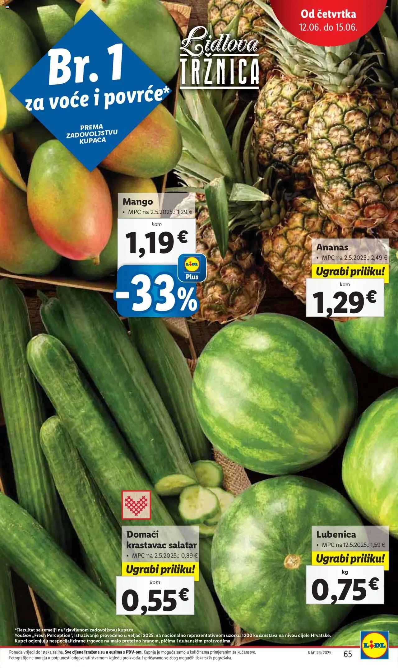 Lidl katalog | vrijedi od 09.06.2025 | Stranica: 65 | Proizvodi: Ananas, Krastavac, Voće, Mango