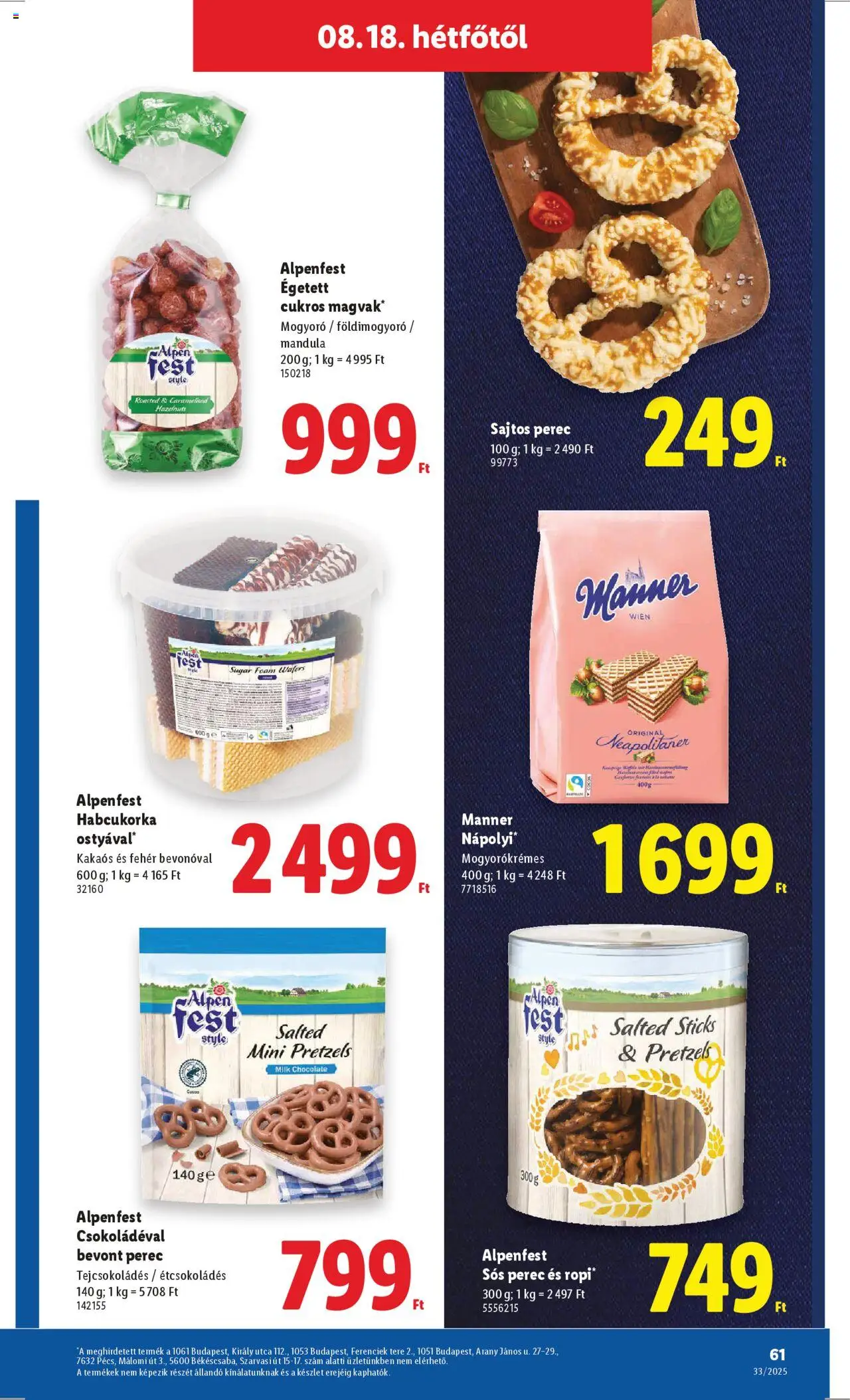 Lidl akciós ujság - amely érvényes a következő dátumtól: 14.08.2025 | Oldal: 61 | Termékek: Mogyoró, Mandula, Földimogyoró, Nápolyi