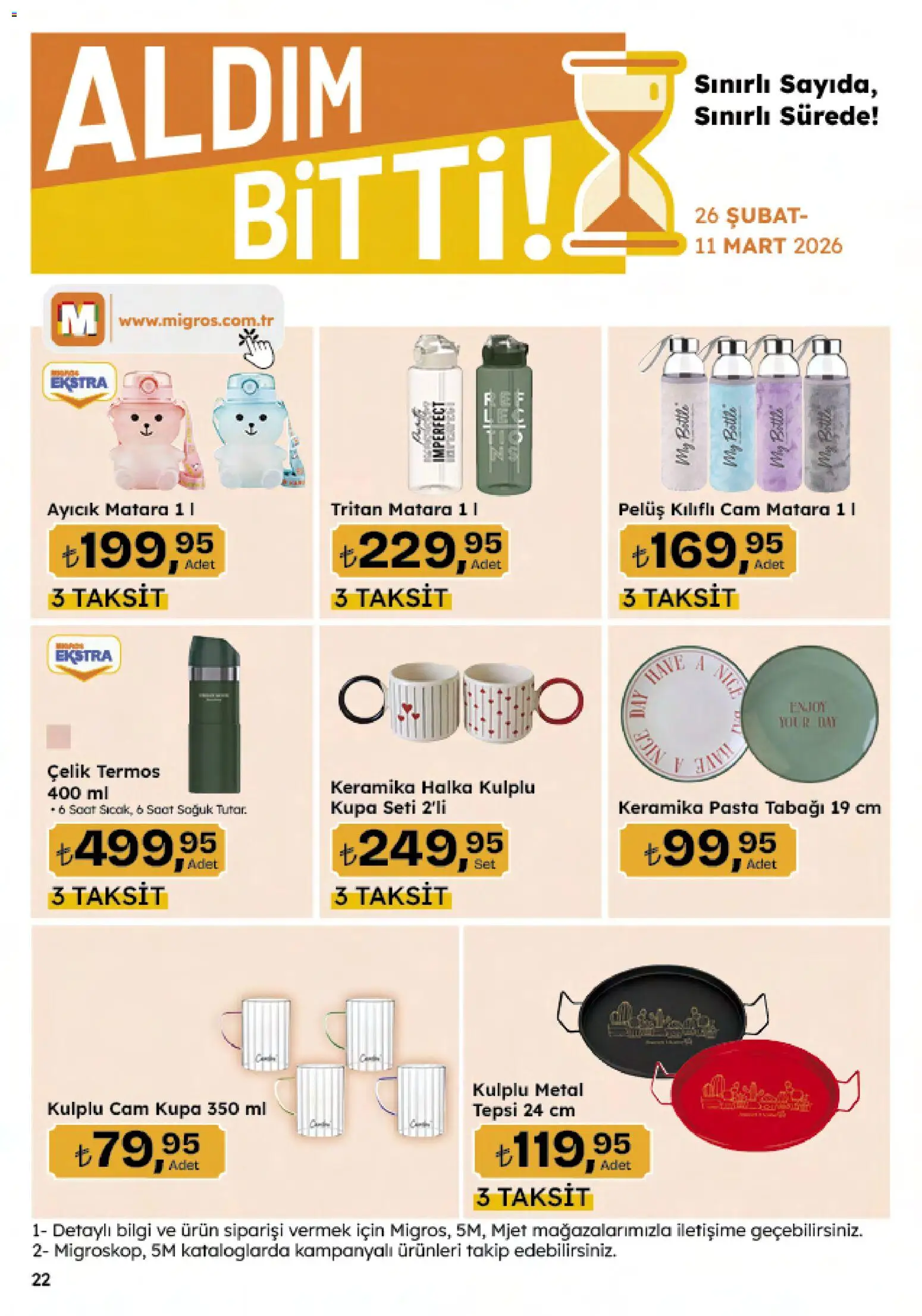 Migros Katalog - Migroskop - 26.02.2026 tarihinden itibaren geçerlidir | Sayfa: 130 | Ürünler: Termos, Tepsi, Saat
