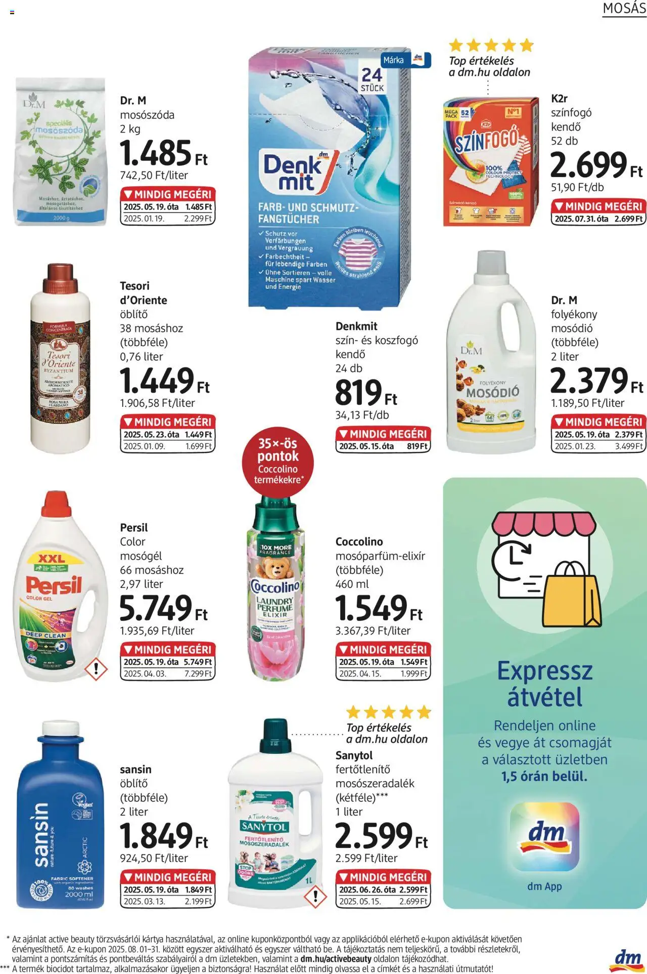 DM Drogerie Markt akciós ujság - amely érvényes a következő dátumtól: 14.08.2025 | Oldal: 29 | Termékek: Kendő, Persil, Mosógél, Öblítő