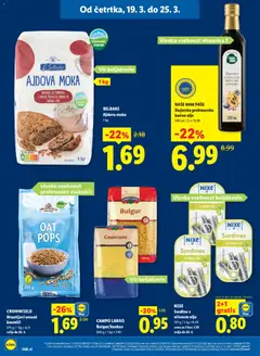 Lidl katalog akcije – veljaven od 19.03.2026 | Stran: 12 | Izdelki: Bučno olje, Olive, Sardine, Kosmici