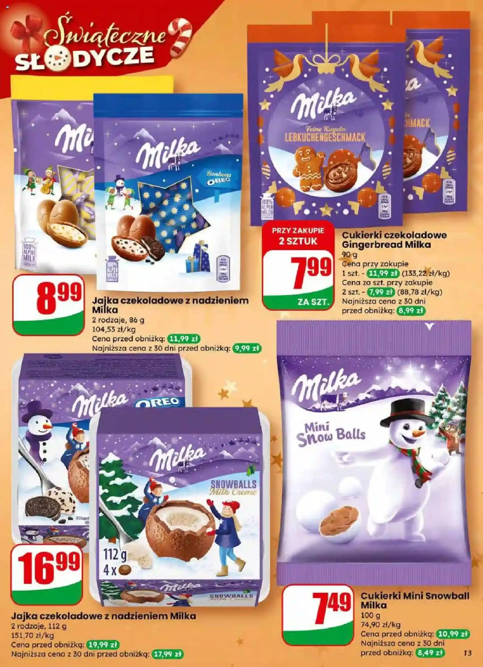 Dino Gazetka od 17.12.2025 | Strona: 13 | Produkty: Cukierki czekoladowe, Milka, Jajka, Cukierki mini