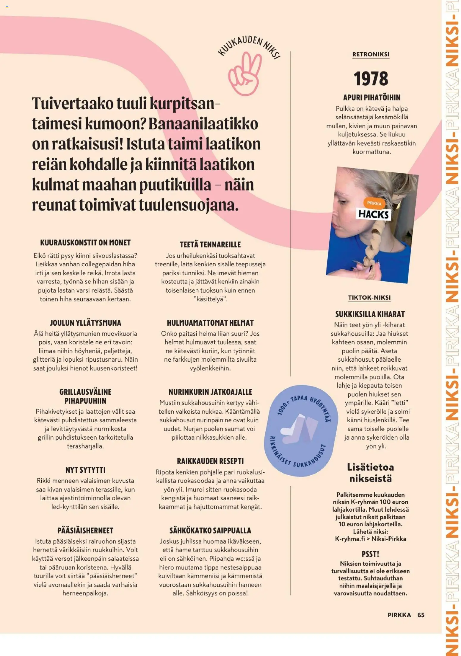 K-Market tarjoukset - Pirkka – voimassa 25.03.2026 alkaen | Sivu: 65 | Tuotteet: Hame, Sukkahousut, Voi, Tee