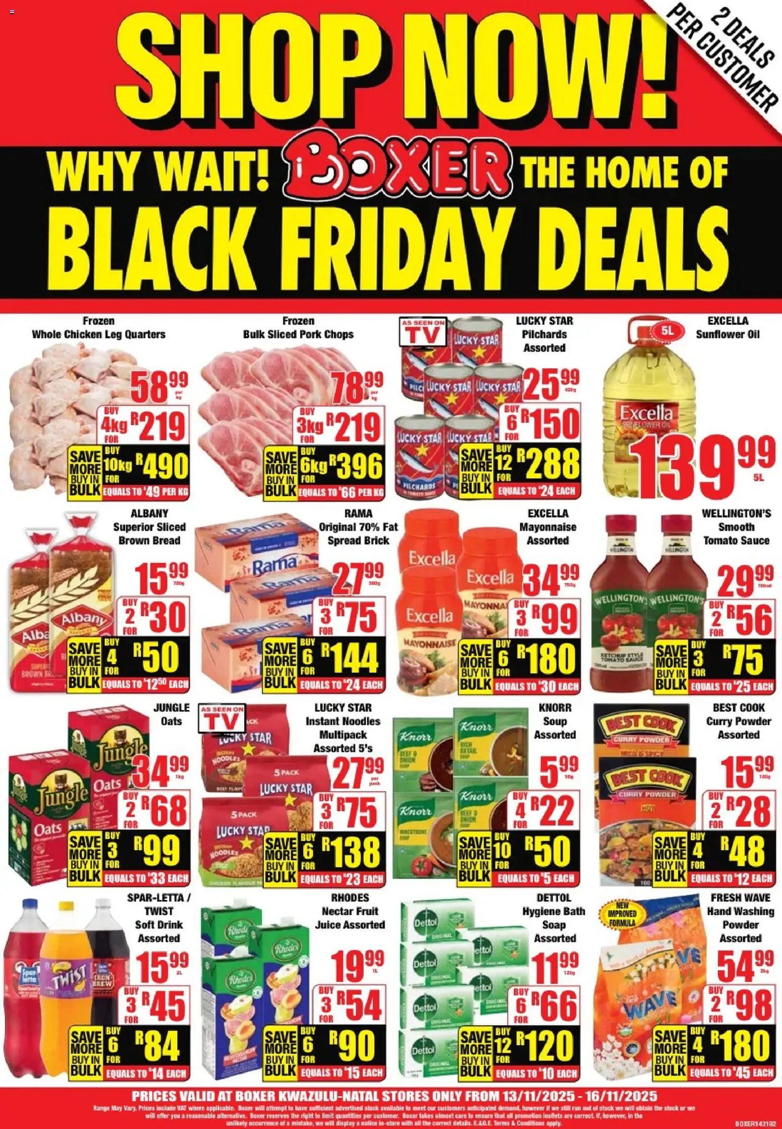 New Boxer catalogue – valid from 13.11.2025 | Page: 4 | Products: TV, Juice, Soap, Curry powder