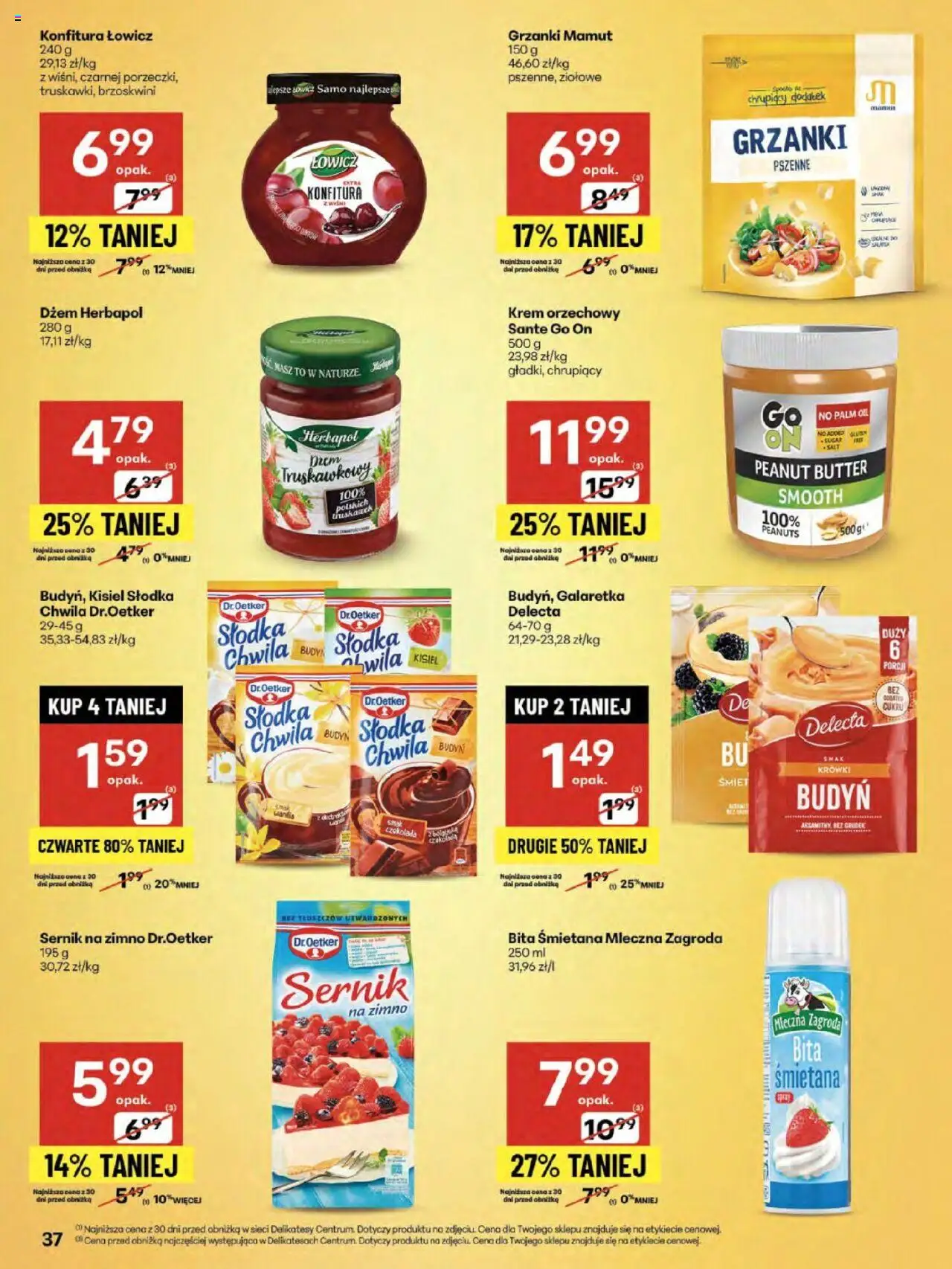 Delikatesy Centrum Gazetka - Sklepy Własne od 14.08.2025 | Strona: 37 | Produkty: Dżem, Śmietana, Krem, Krówki