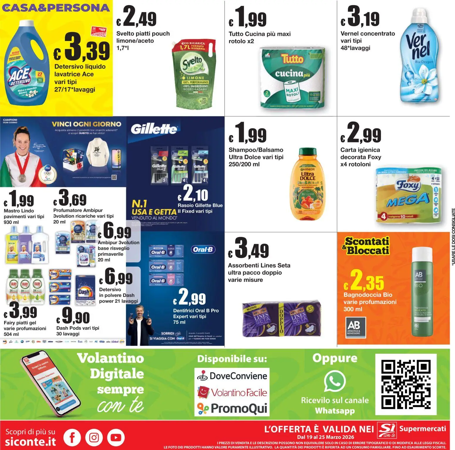 Volantino Sì con Te del 19.03.2026 | Pagina: 20 | Prodotti: Carta igienica, Detersivo in polvere, Tè, Limone