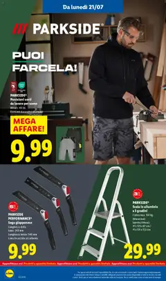 Volantino Lidl del 21.07.2025 | Pagina: 34 | Prodotti: Pantaloni, Scala, Alluminio, Sega