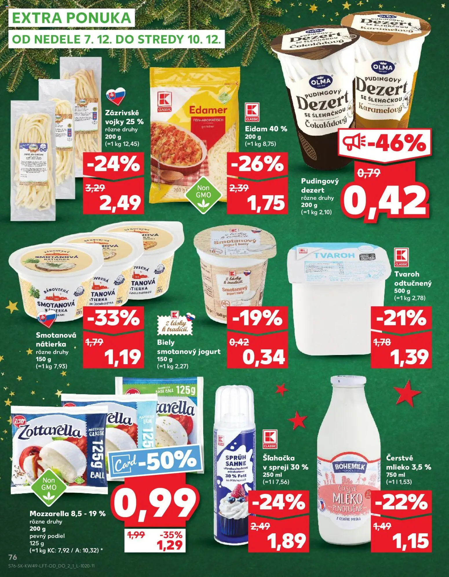 Nové Kaufland akcie – leták je platný od 04.12.2025 | Strana: 76 | Produkty: Mlieko, Jogurt, Eidam, Tvaroh