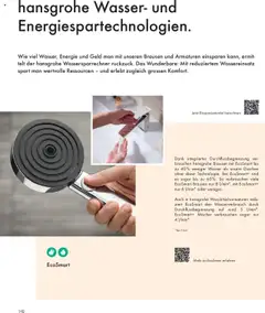 hansgrohe Wasser- und Energiespartechnologien, Brausen und Armaturen mit reduziertem Wassereinsatz sparen wertvolle Ressourcen und bieten grossen Komfort. – gültig ab 05.05.2025 | Seite: 140 | Produkte: Wasser
