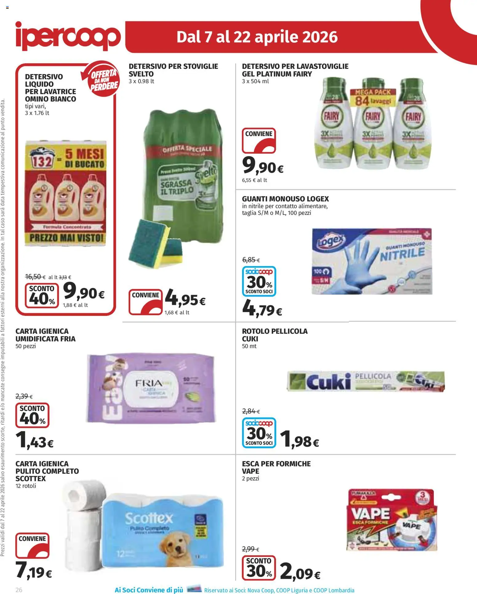 Volantino Ipercoop del 07.04.2026 | Pagina: 26 | Prodotti: Detersivo per lavastoviglie, Lavatrice, Lavastoviglie, Data