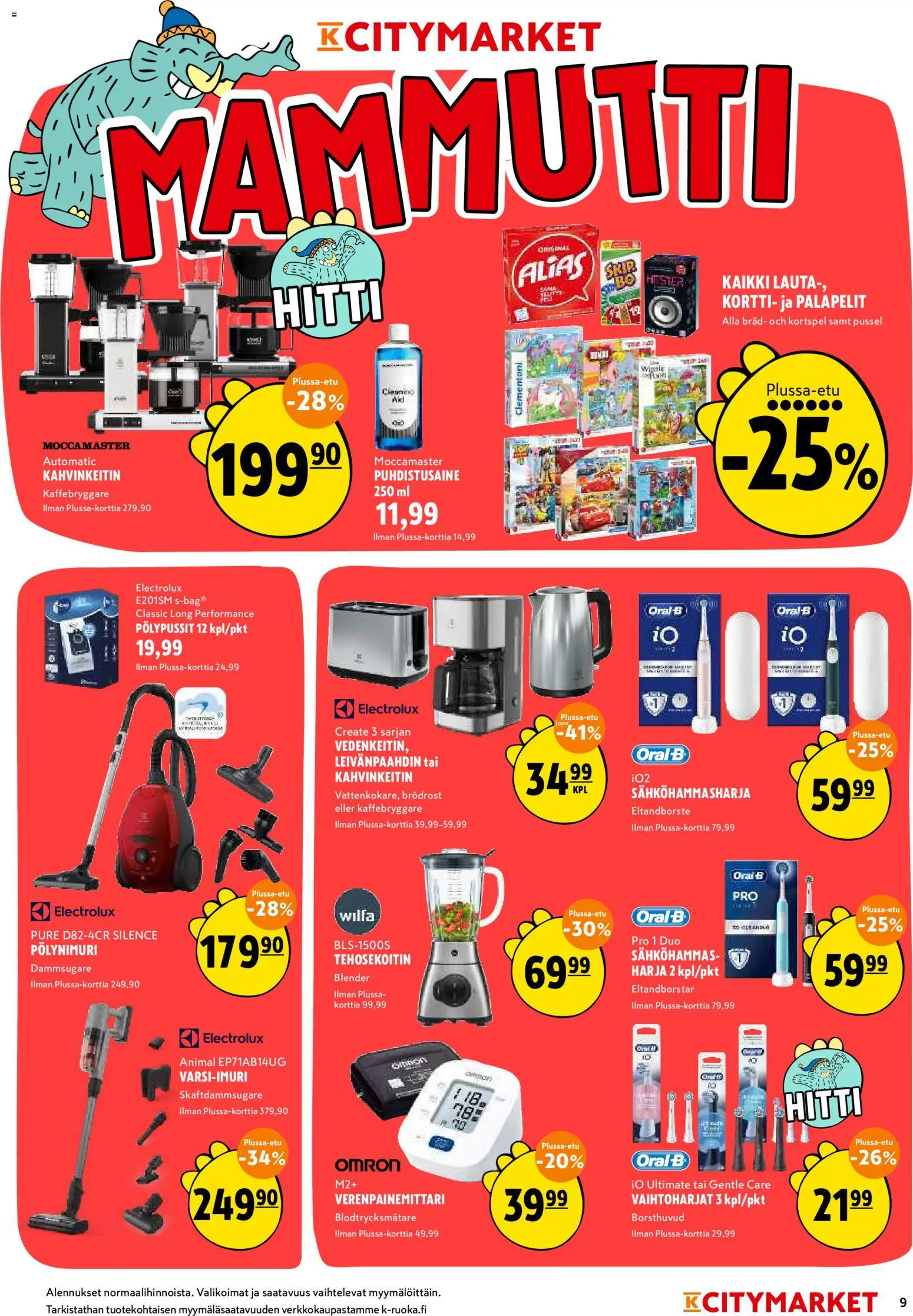 K-Citymarket tarjoukset – voimassa 16.03.2026 alkaen | Sivu: 9 | Tuotteet: Kahvinkeitin, Sähköhammasharja, Harja, Tehosekoitin