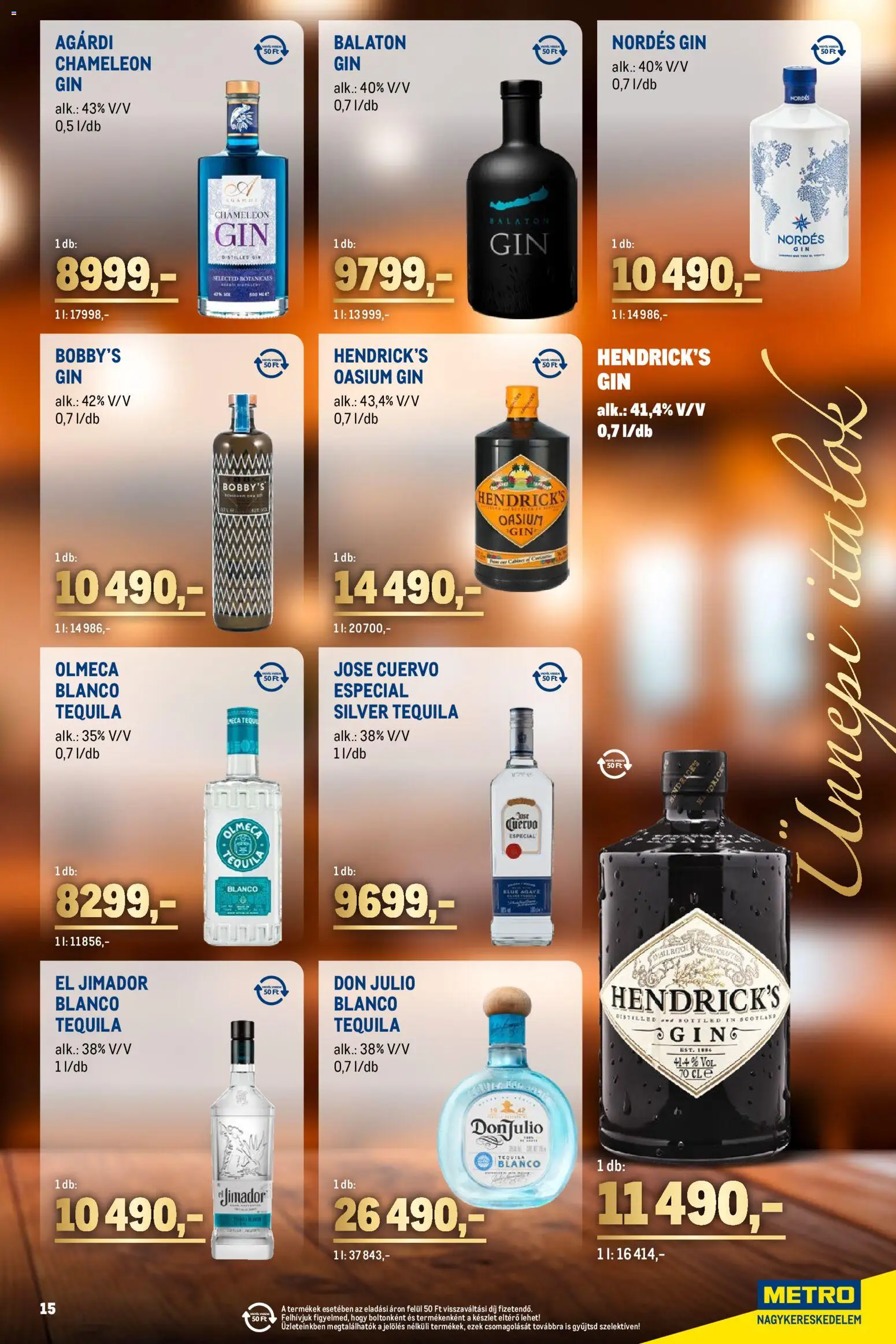 Metro akciós ujság - amely érvényes a következő dátumtól: 02.11.2025 | Oldal: 15 | Termékek: Tequila, Gin, Só