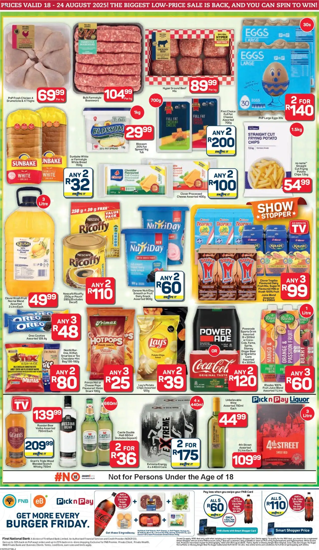 Pick n Pay Inland provinces - Hypermarket Specials │ valid from 18.08.2025 | Page: 2 | Products: Coke, Cheese, Eggs, Paper