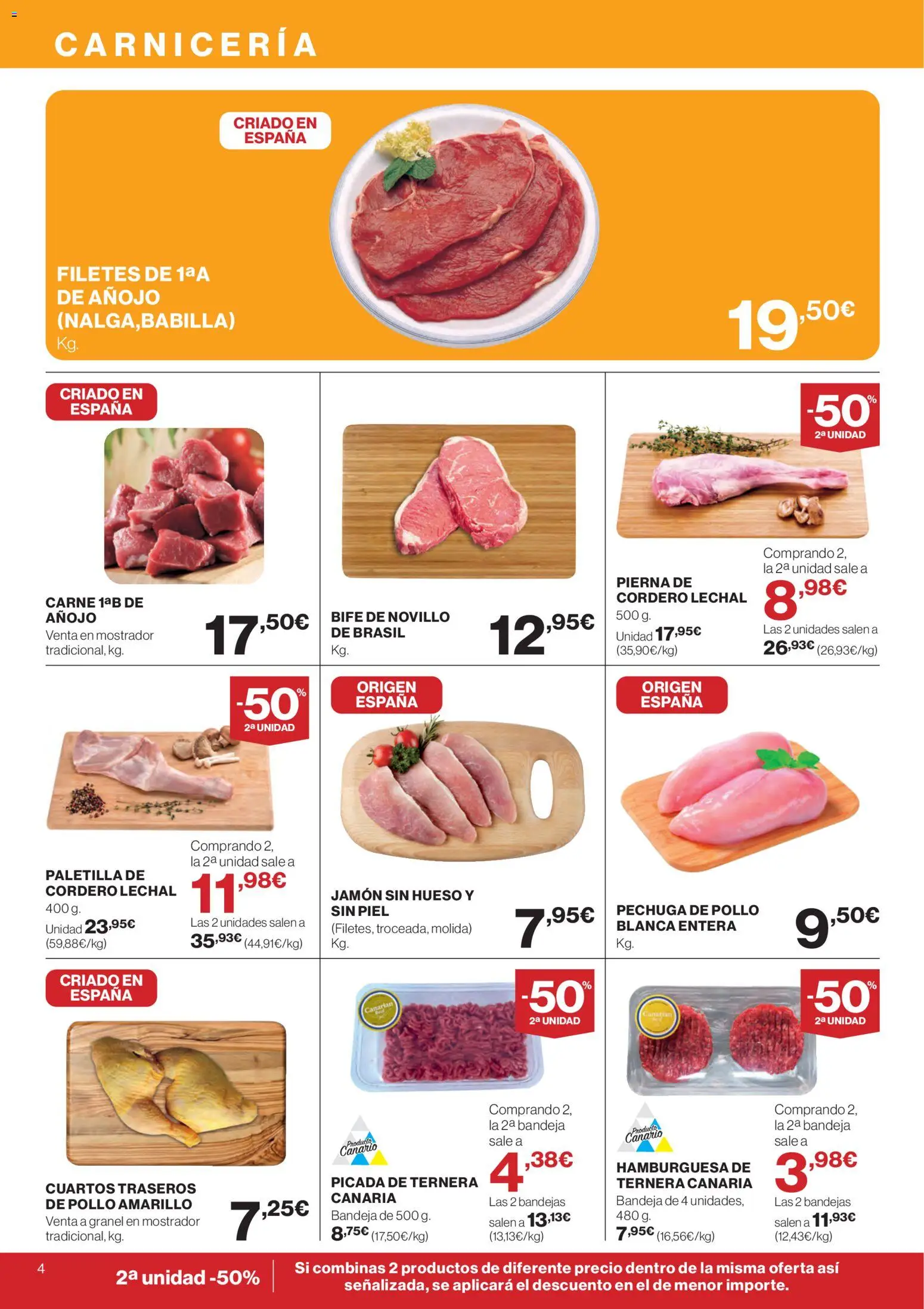 Supercor Canarias │ válido desde el 07.01.2026 | Página: 4 | Productos: Jamón, Φίλτρο καφέ, Σοκολατούχο γάλα, Bandeja