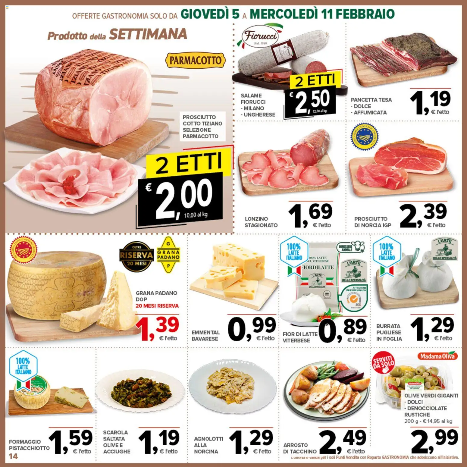 Volantino Todis del 05.02.2026 | Pagina: 14 | Prodotti: Latte, Prosciutto, Acciughe, Grana Padano