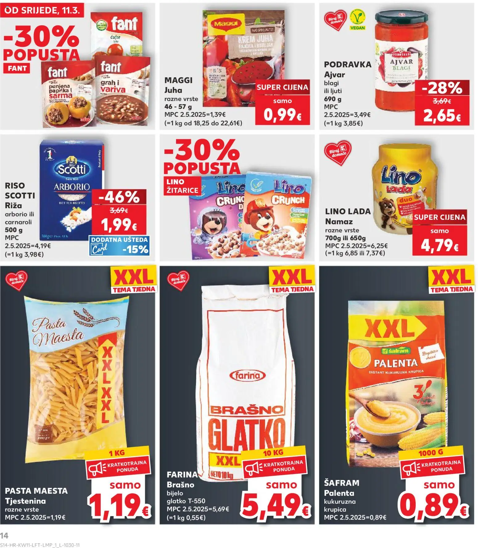 Kaufland katalog | vrijedi od 11.03.2026 | Stranica: 14 | Proizvodi: Riža, Brašno, Rajčica, Namaz