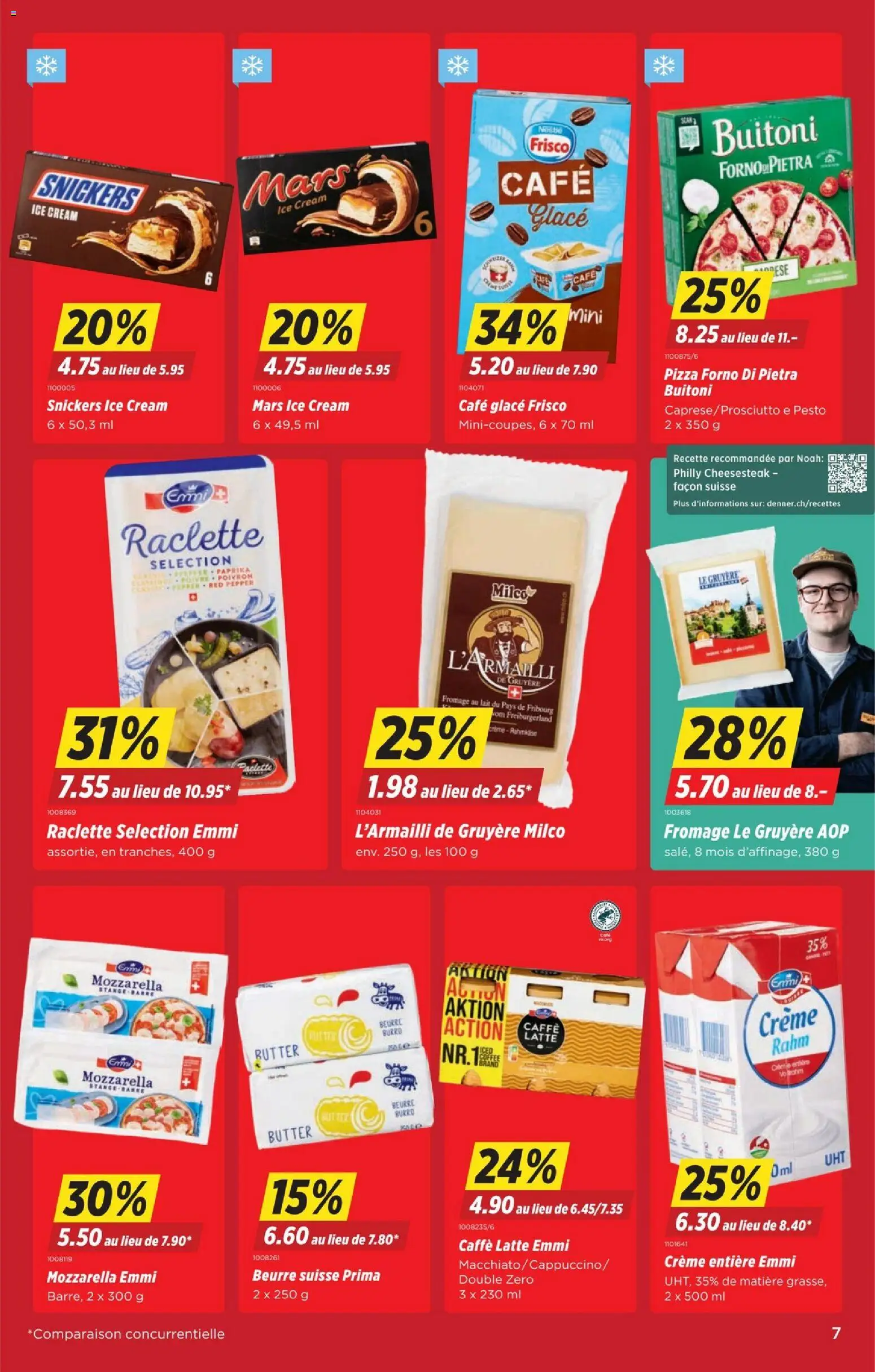 Denner Aktionen FR – gültig ab 26.02.2026 | Seite: 7 | Produkte: Glace, Mars, Butter, Pizza