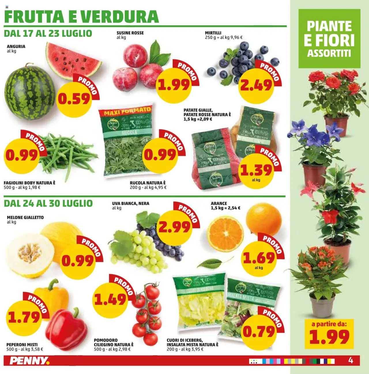 Volantino PENNY del 17.07.2025 | Pagina: 4 | Prodotti: Arance, Rucola, Patate, Mirtilli