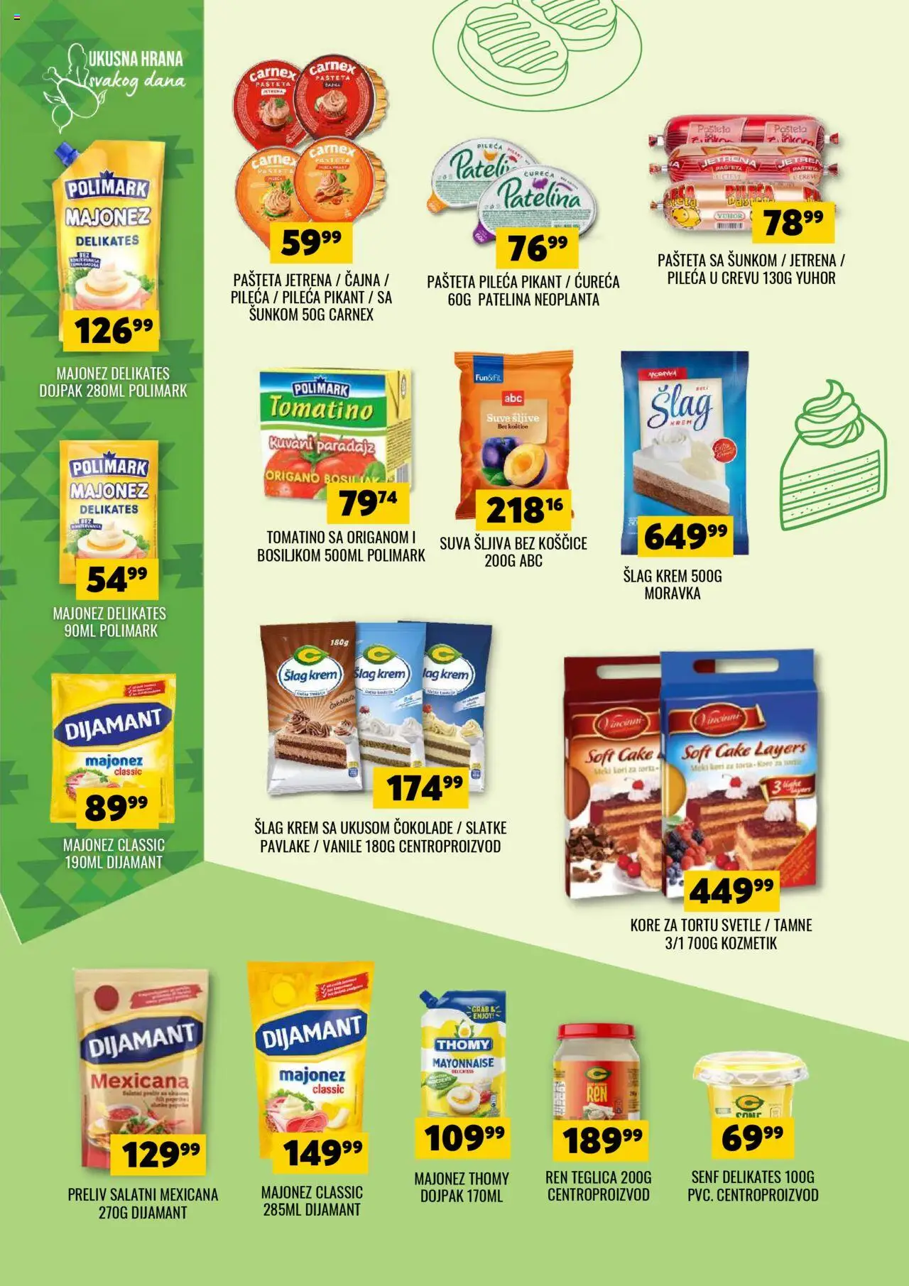 Tekijanka katalog - važi od 26.09.2025 | Strana: 6 | Proizvode: Šlag, Kore za tortu, Pašteta, Torta
