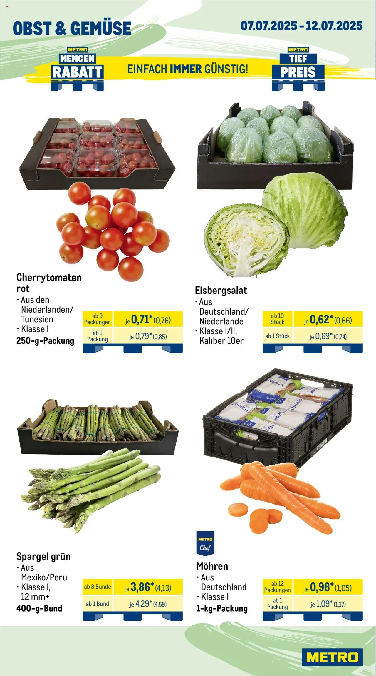 Metro Prospekt 	 - gültig ab dem 07.07.2025 | Seite: 8 | Produkte: Eisbergsalat, Mohren, Gemüse, Obst