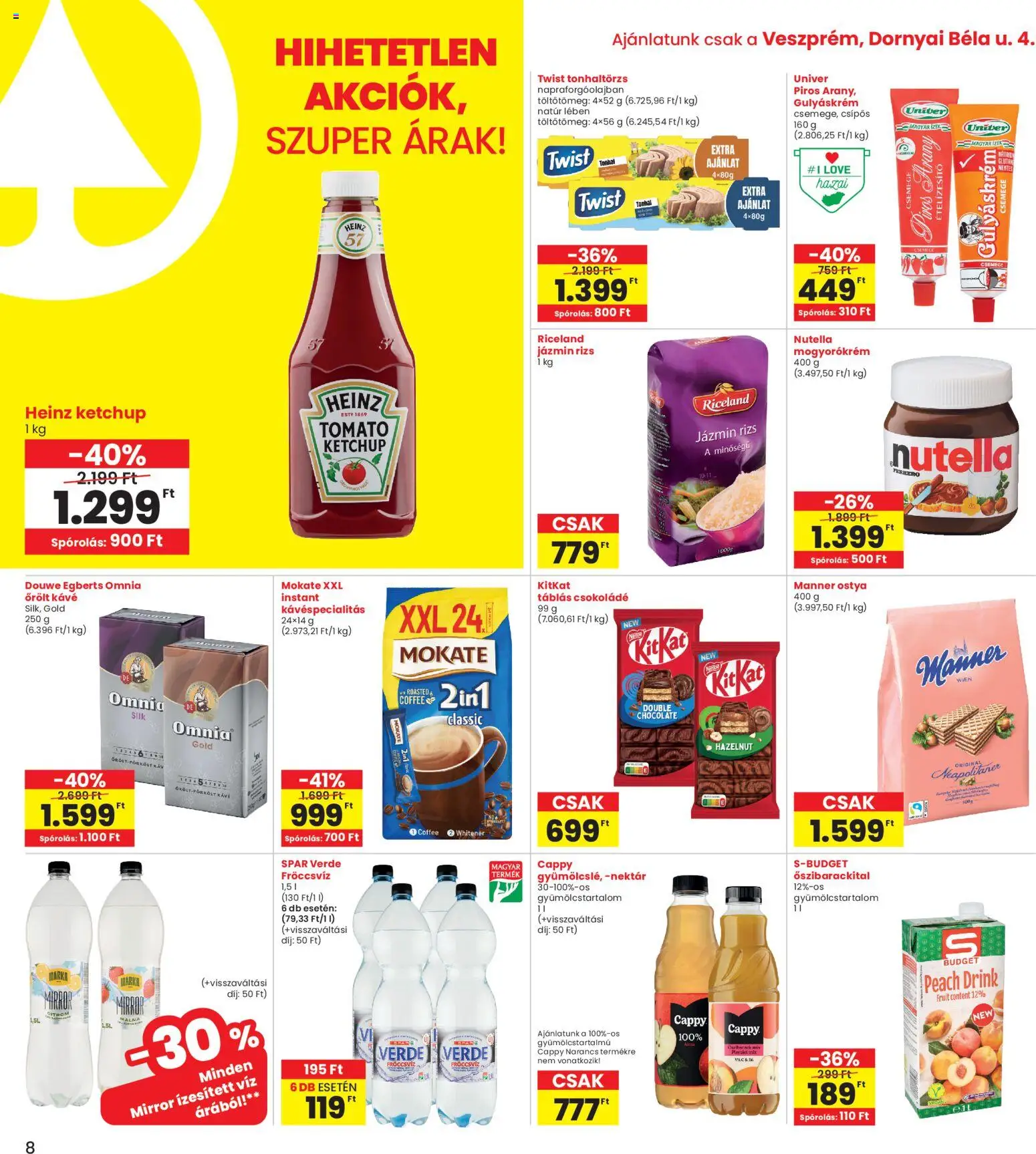 Interspar akciós ujság - amely érvényes a következő dátumtól: 26.03.2026 | Oldal: 8 | Termékek: Málna, Tonhal, Nutella, Narancs