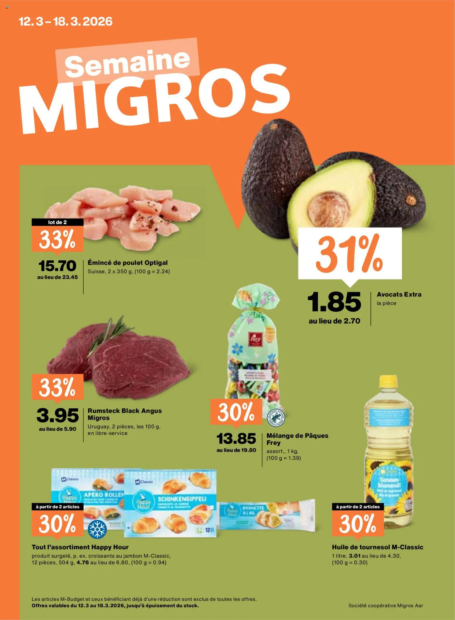 Migros aktionen FR – gültig ab 12.03.2026 | Seite: 1 | Produkte: Avocado