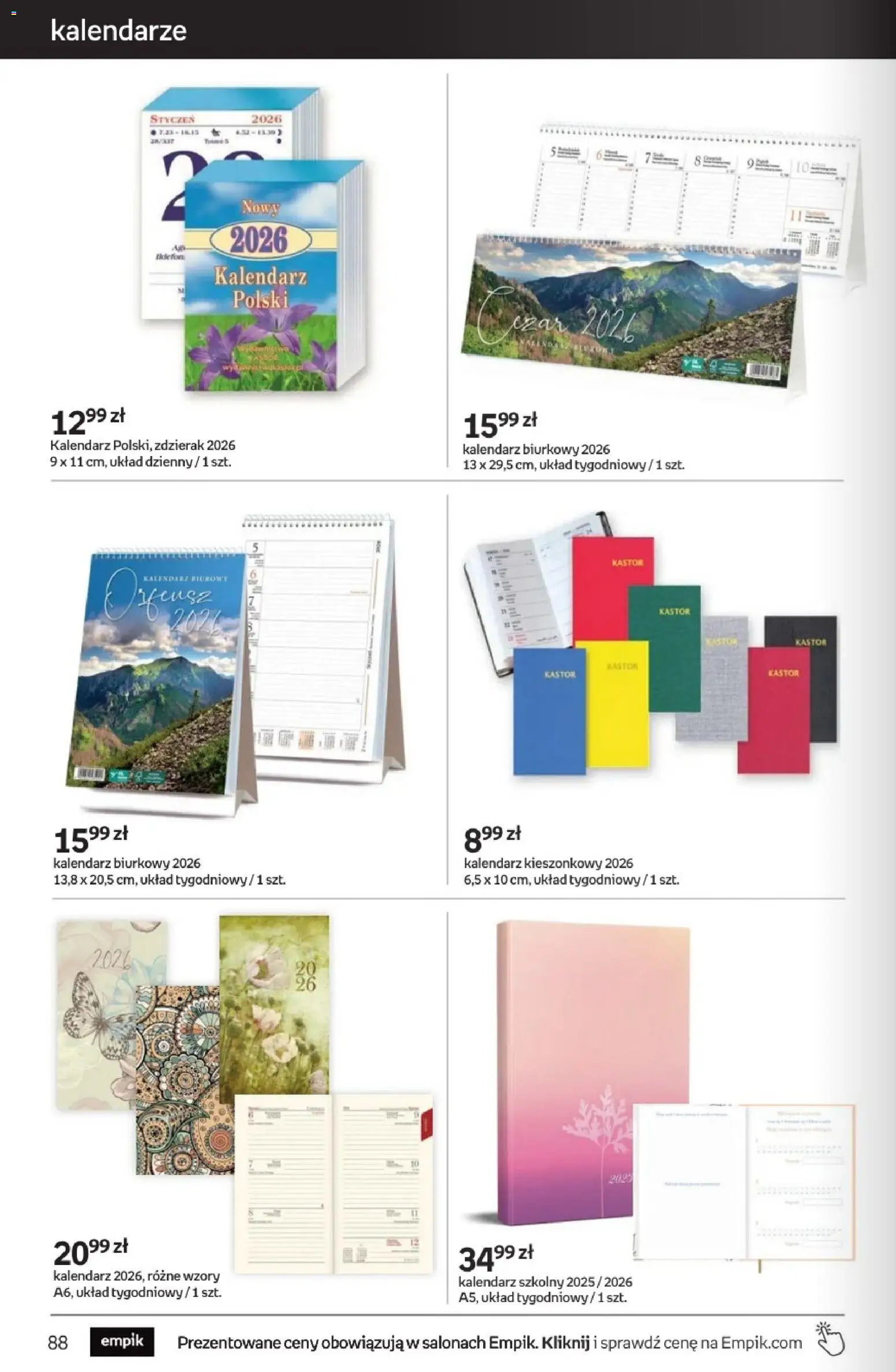 Empik promocje od 11.02.2026 | Strona: 88 | Produkty: Kalendarz, Kalendarz szkolny