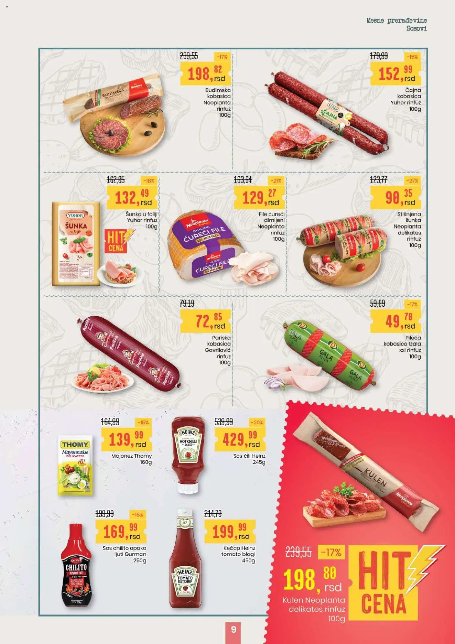 Aroma Market katalog - važi od 13.11.2025 | Strana: 9 | Proizvode: Majonez, Kulen, Ćureći file, Heinz