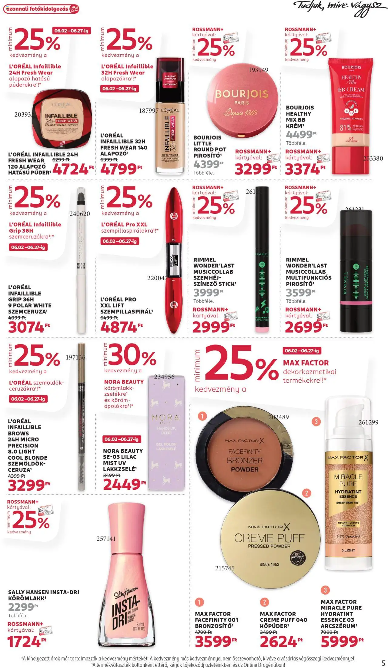 Rossmann akciós ujság - amely érvényes a következő dátumtól: 02.06.2025 | Oldal: 5 | Termékek: Pirosító, Szemceruza, Körömlakk, Puff
