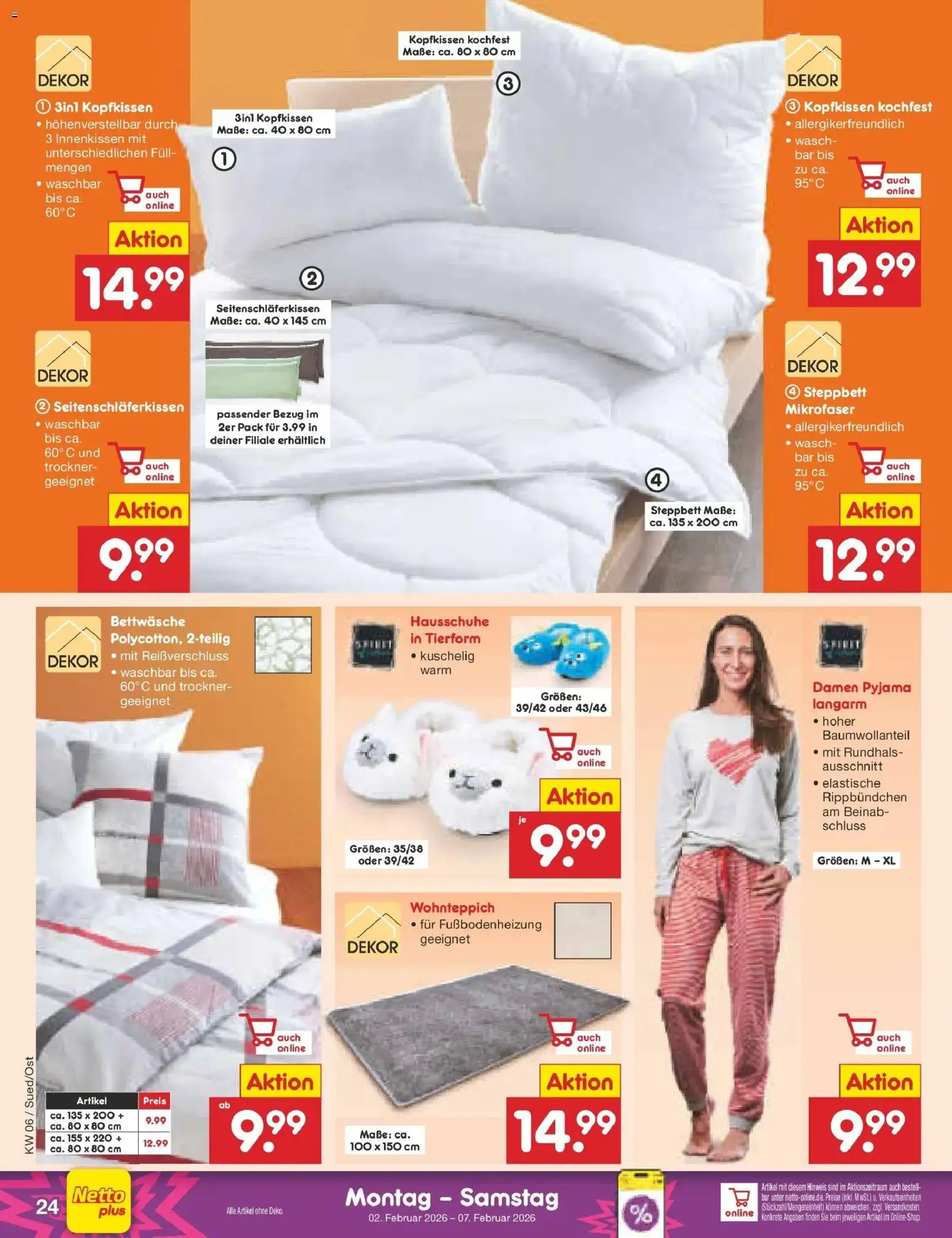 Netto Marken-Discount prospekt Kremmen	 – gültig ab 02.02.2026 | Seite: 32 | Produkte: Trockner, Kopfkissen, Pyjama, Hausschuhe