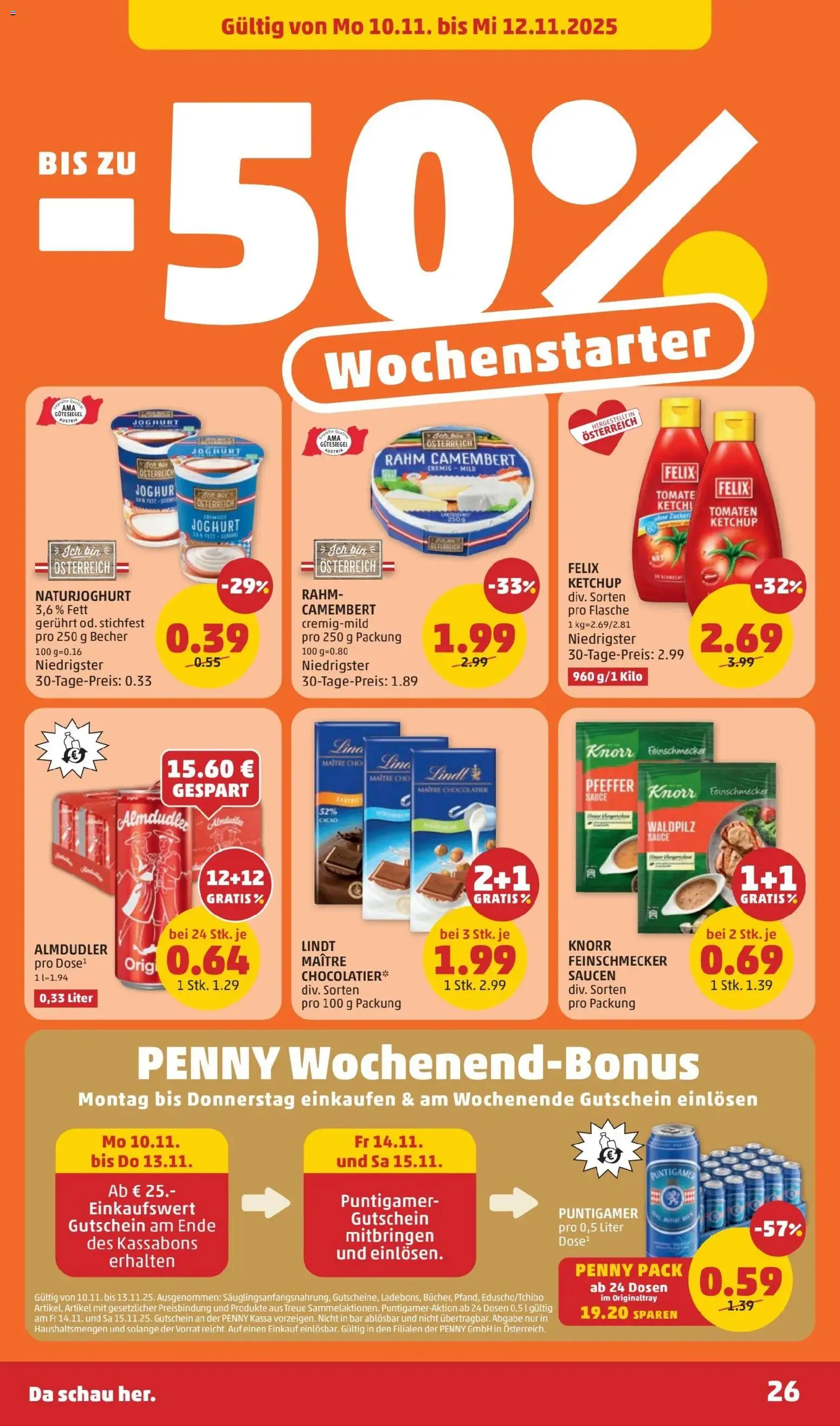 Penny Markt Flugblatt gültig ab 06.11.2025 | Seite: 26 | Produkte: Ketchup, Pfeffer, Joghurt, Tomaten
