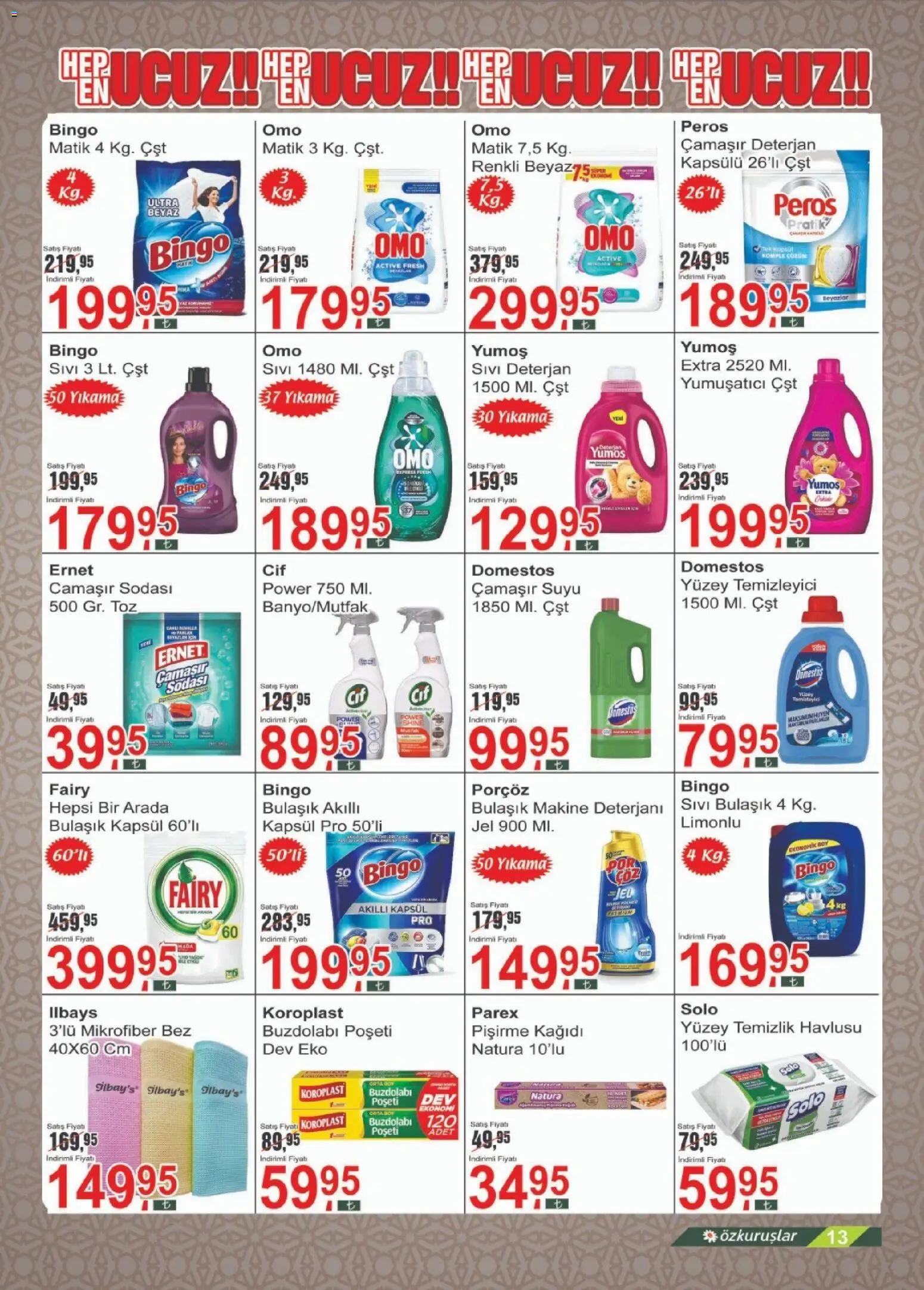 Özkuruşlar Katalog - 13.02.2026 tarihinden itibaren geçerlidir | Sayfa: 13 | Ürünler: Yumuşatıcı, Deterjan, Yüzey temizleyici, Buzdolabı