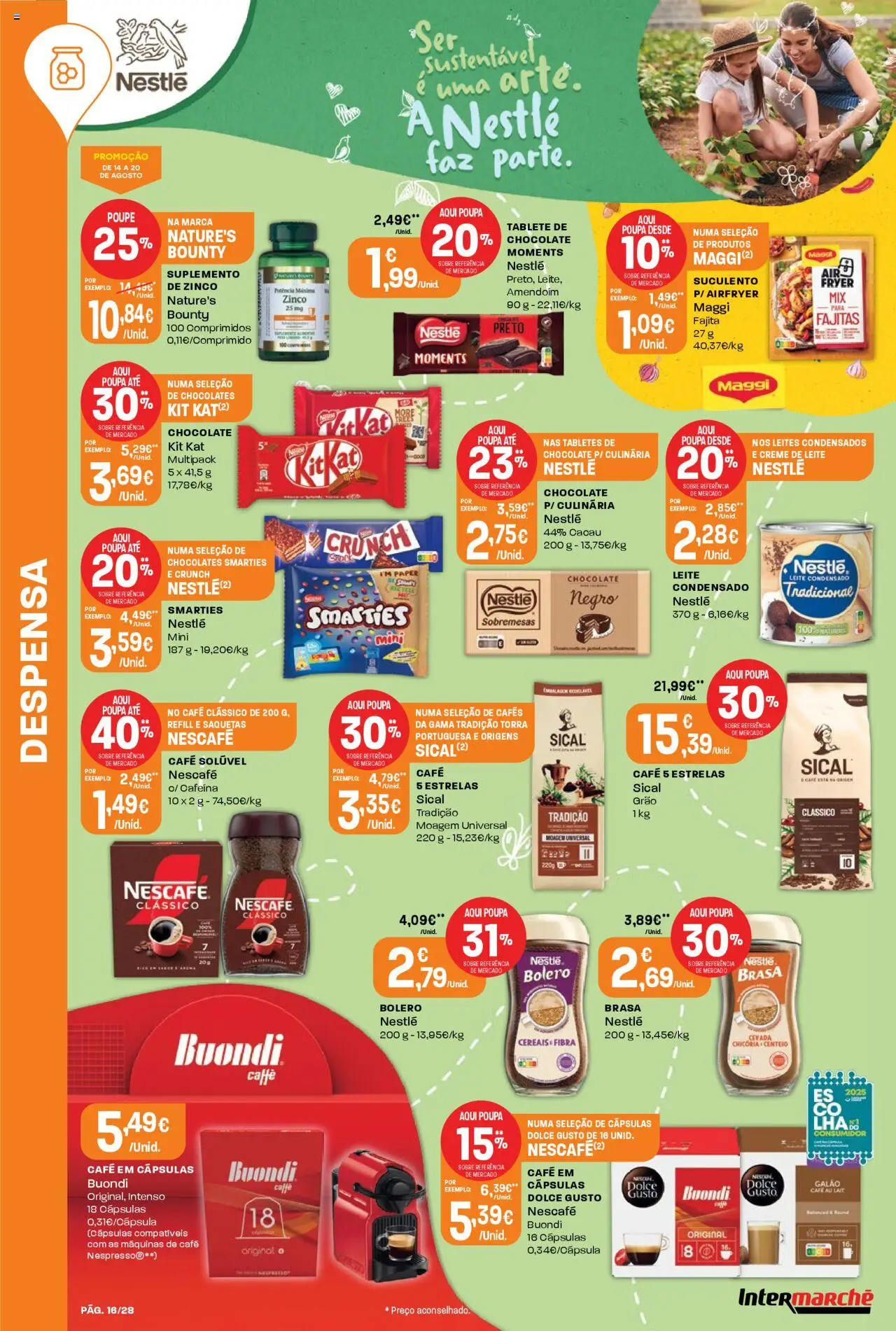 Intermarché folheto │ válido de 14.08.2025 | Página: 16 | Produtos: Chocolates, Café solúvel, Café, Creme