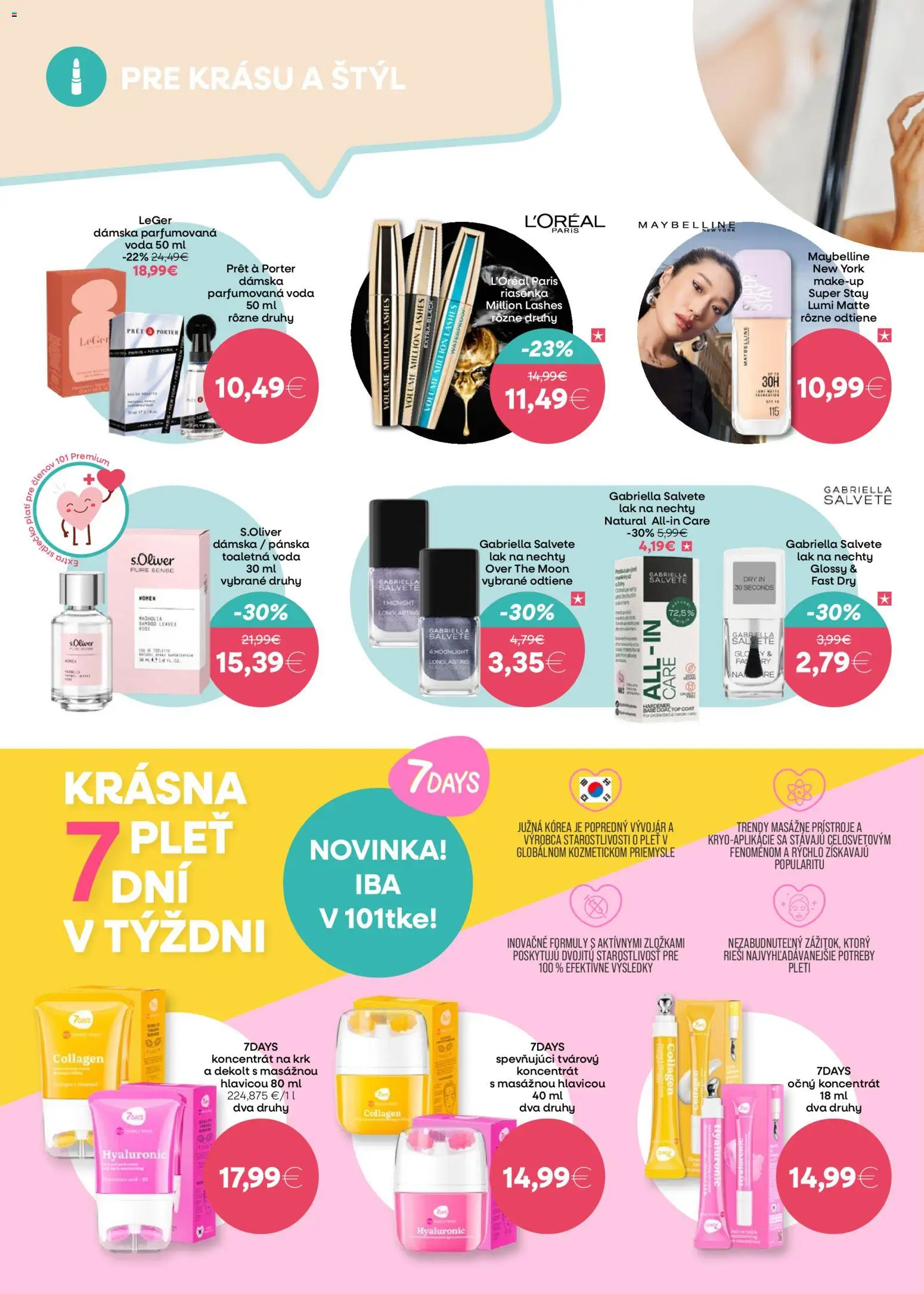 Nové 101 drogerie akcie – leták je platný od 05.11.2025 | Strana: 2 | Produkty: Toaletná voda, Riasenka, Lak na nechty, Voda