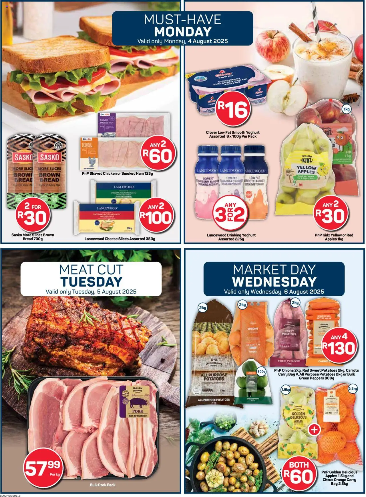 Pick n Pay Western Cape - Weekly Specials │ valid from 04.08.2025 | Page: 2 | Products: Chicken, Pork, Potatoes, Onions