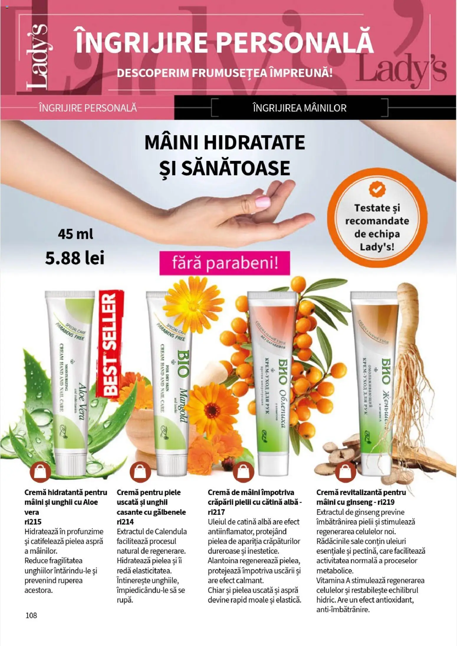 Noul catalog Lady’s – valabil de la 05.01.2026 | Pagină: 110 | Produse: Şerit ödül, Aloe vera, Arapsaçı, Cremă