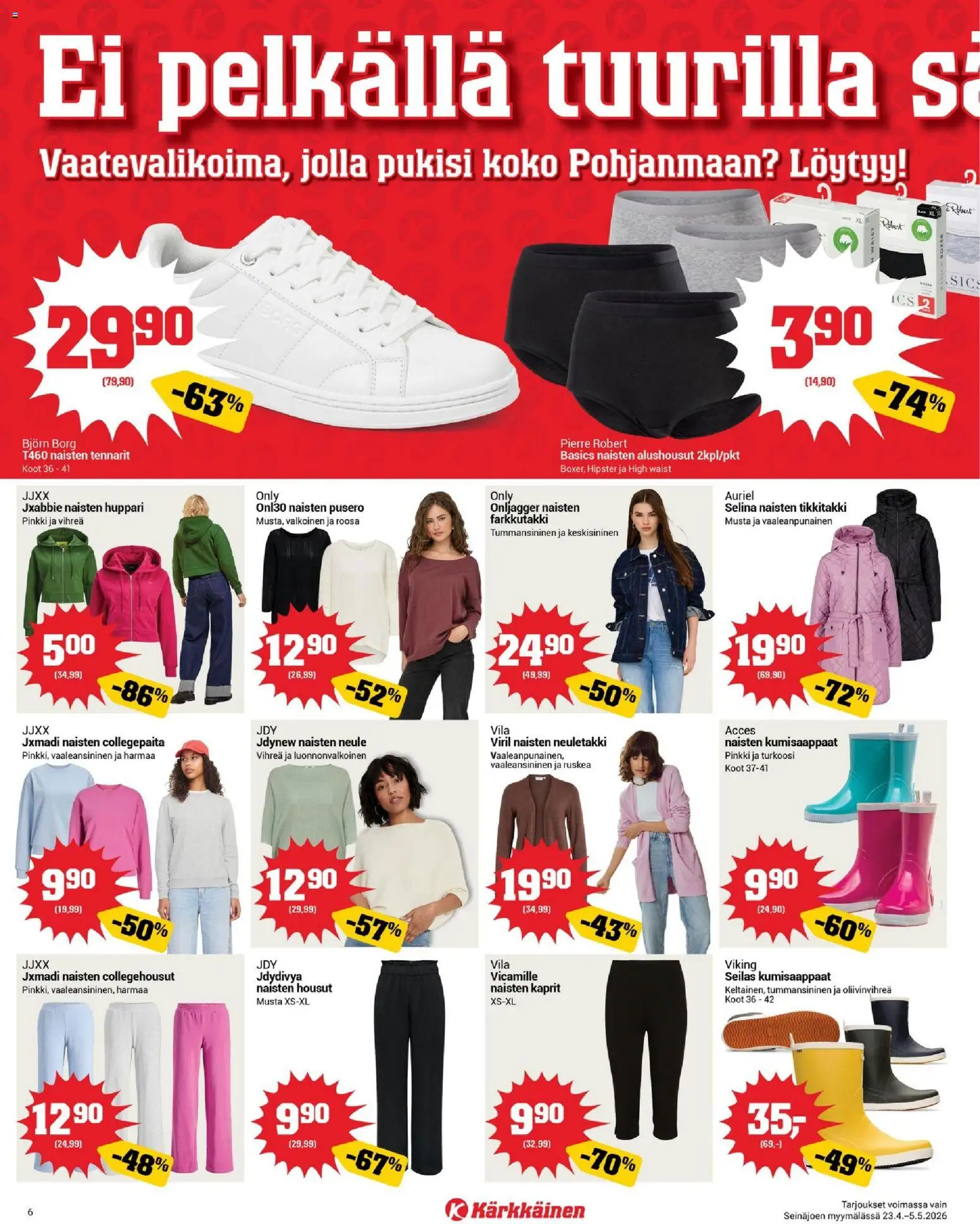 Kärkkäinen tarjoukset - Seinäjoen alue – voimassa 23.04.2026 alkaen | Sivu: 6 | Tuotteet: Neuletakki, Pusero, Housut, Neule