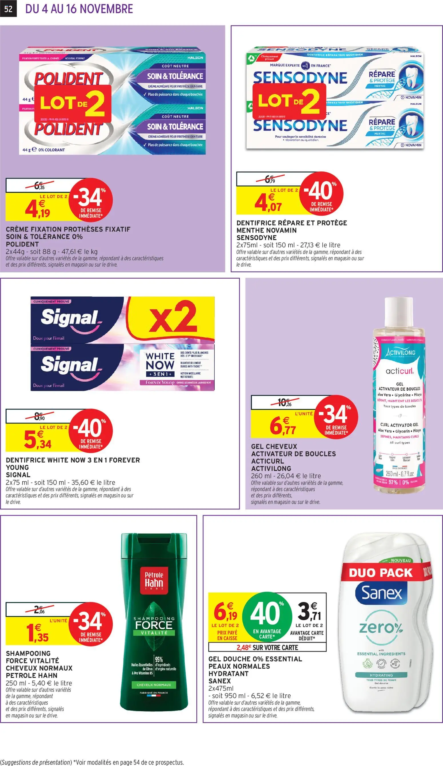 {H1} | Page: 52 | Produits: Shampooing, Gel douche, Dentifrice, Douche